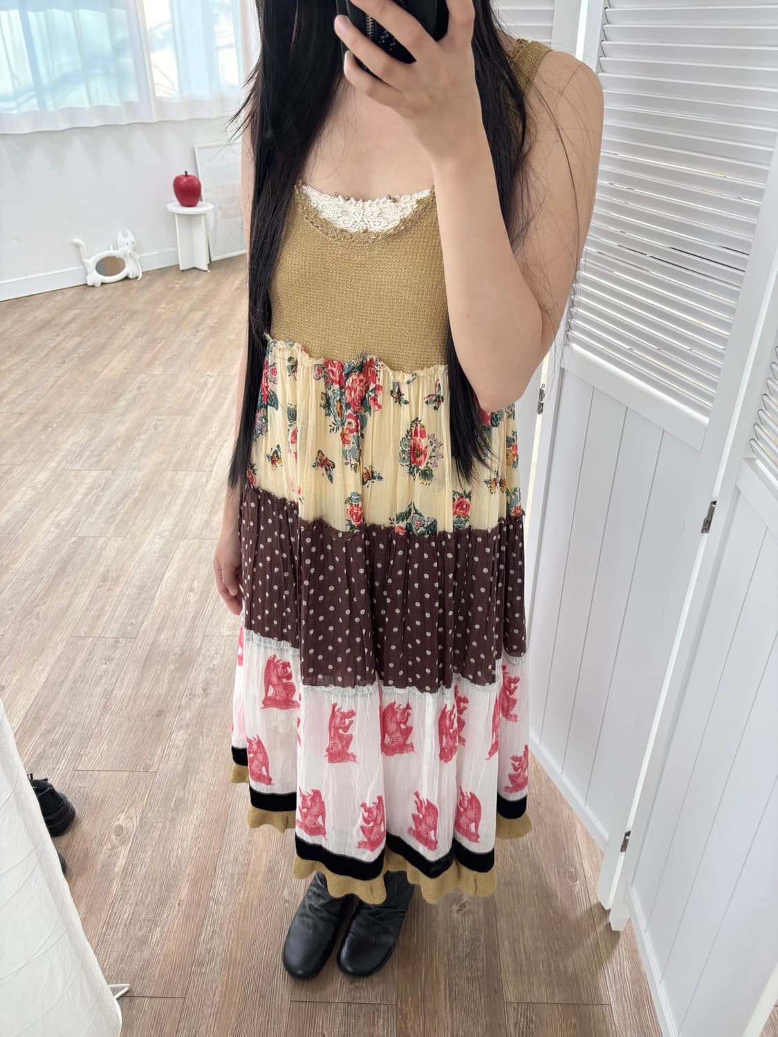 수나오 쿠와하라 패턴패치 원피스 상품이미지2
