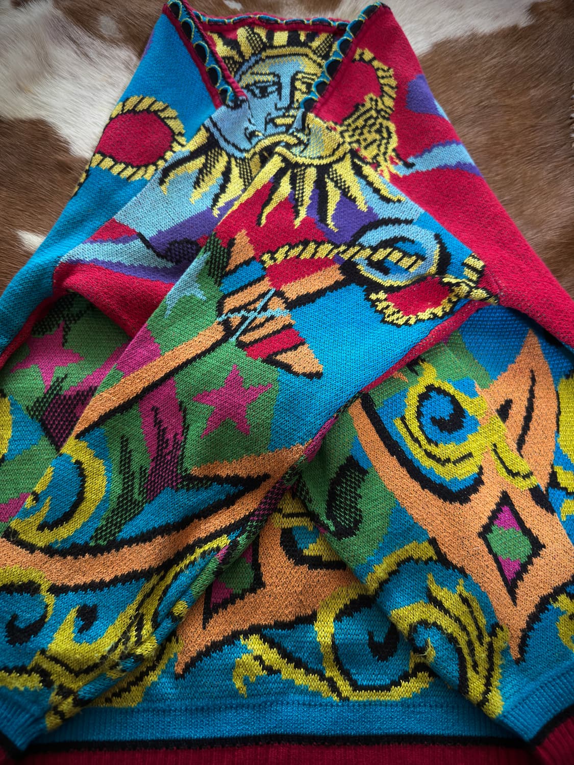 90s YOSHIYUKI KONISHI Psychedelic Sun 니트 상품이미지7