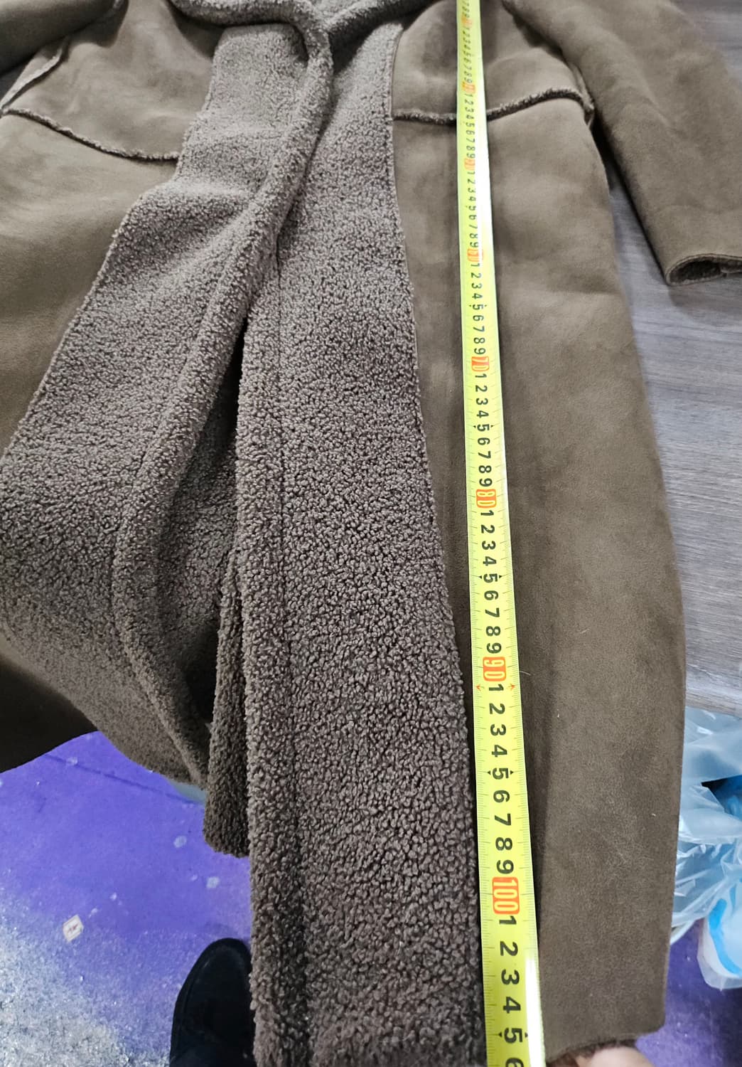 리버시블 카멜  뽀글이 무스탕  코트 L 상품이미지9