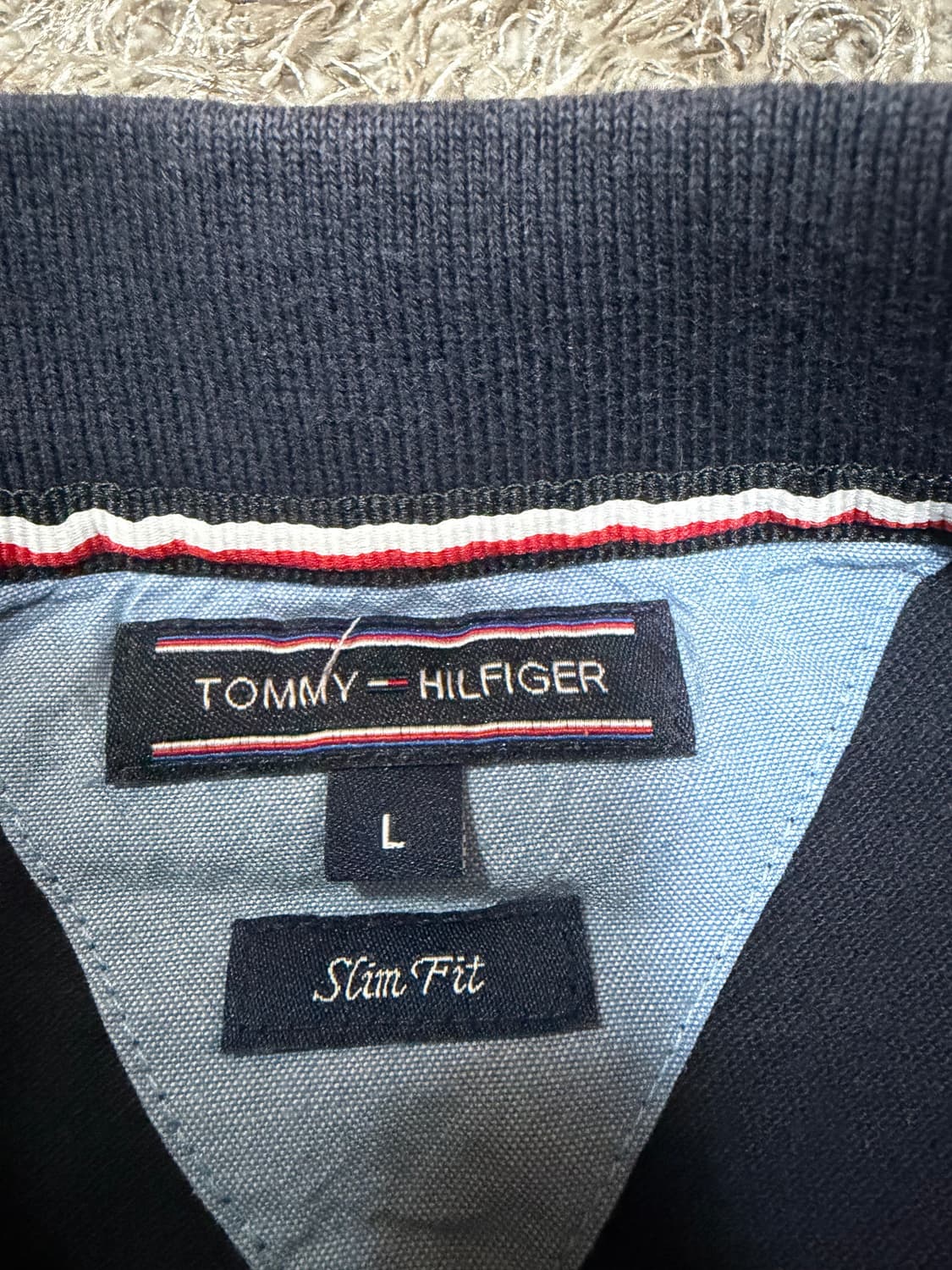 [L] 타미힐피거 슬림핏 반팔 카라티 블랙 상품이미지3