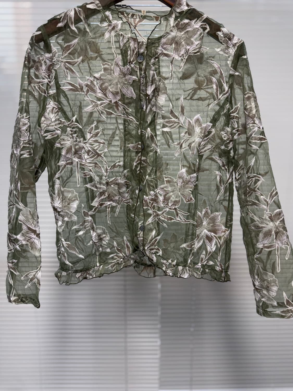 빈티지 플라워패턴 시스루 셔츠 상품이미지3