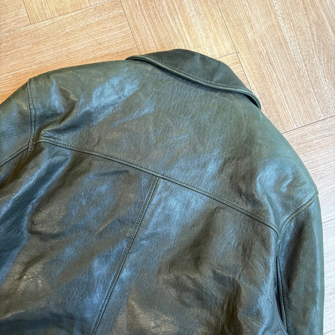 90s YSL 입생로랑 그린 양가죽 레더 자켓 상품이미지7