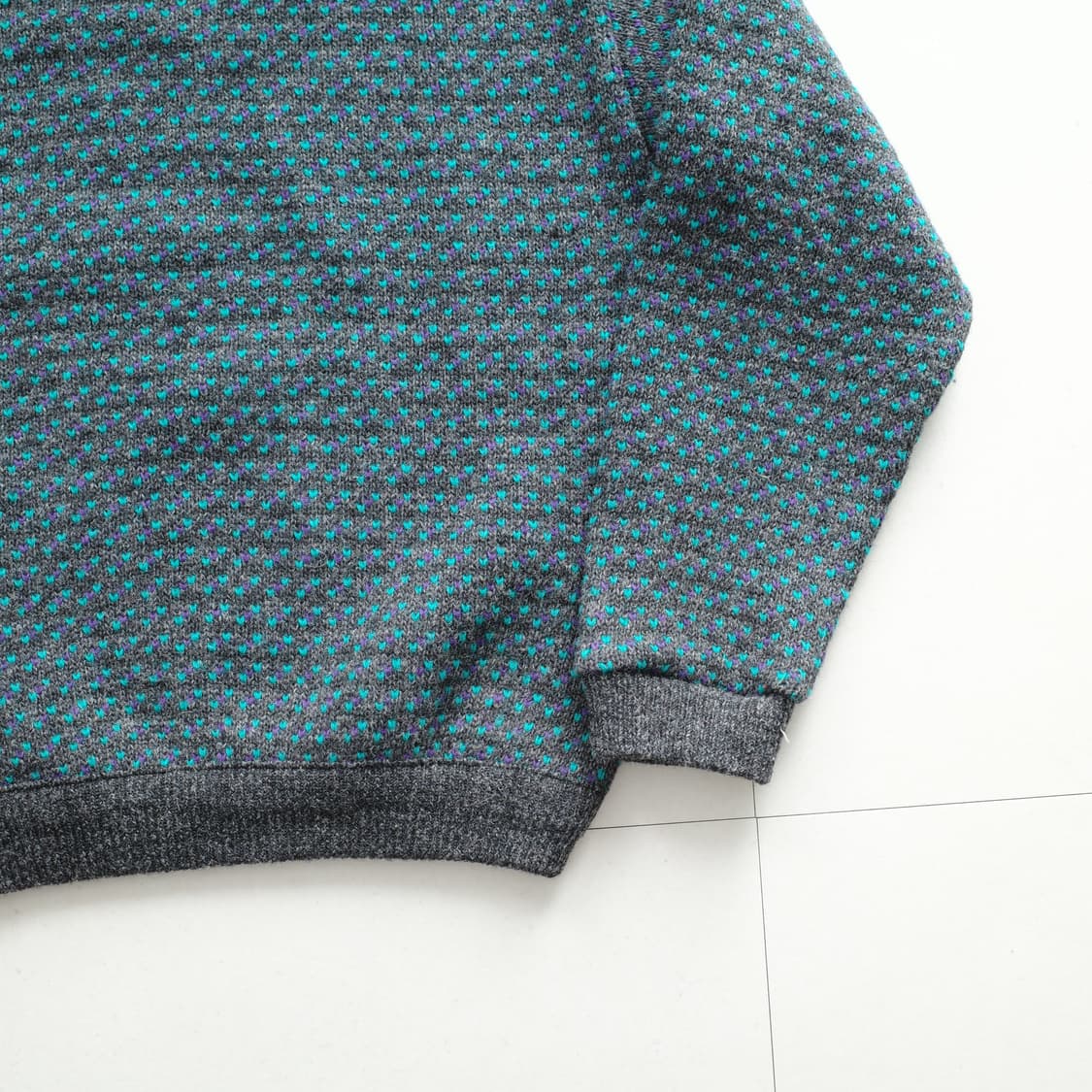90s 엘엘빈 노르웨이 생산 울혼방 버드아이 피셔맨 니트  상품이미지9