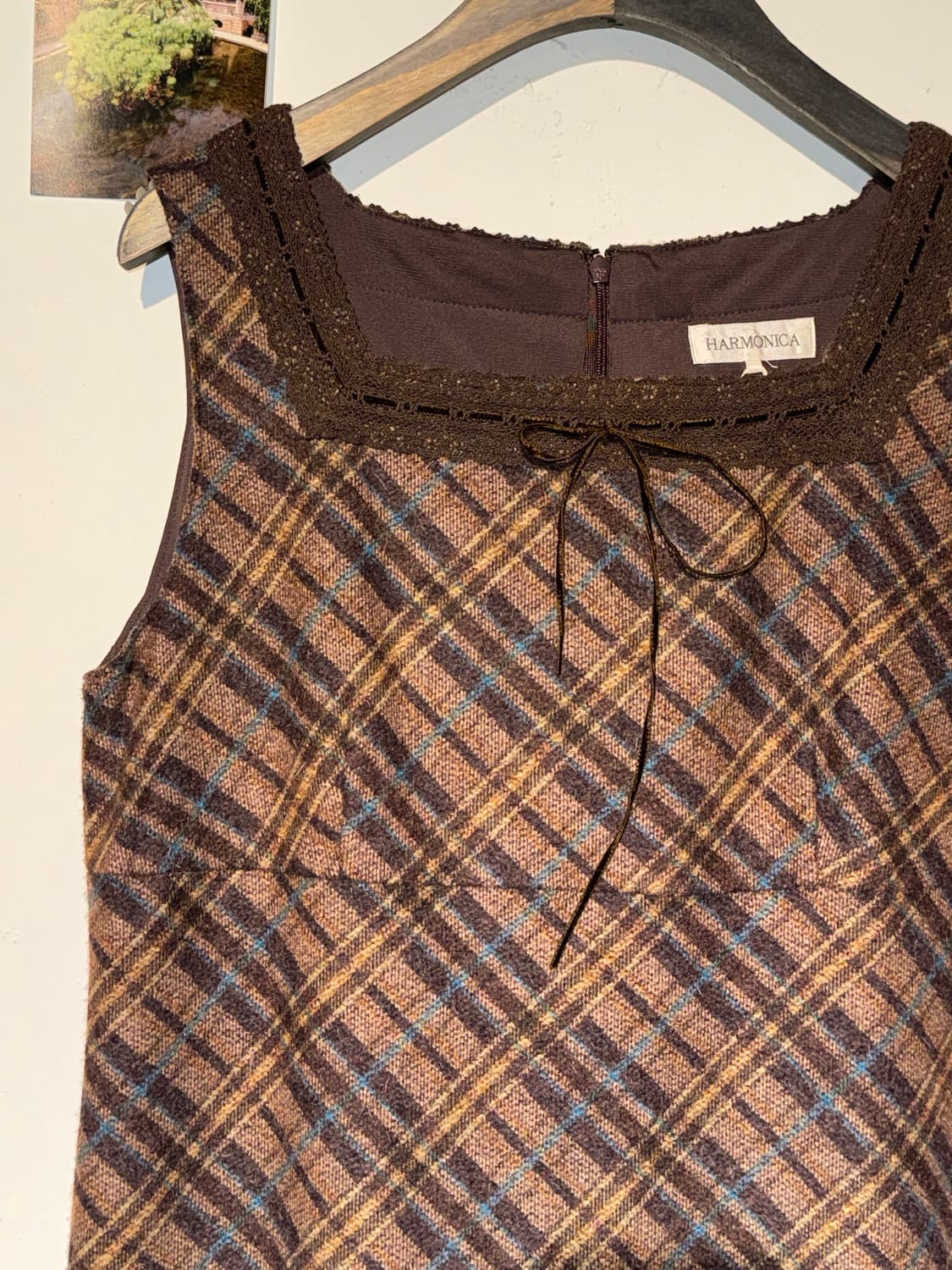 체크 나시 울 원피스 상품이미지4