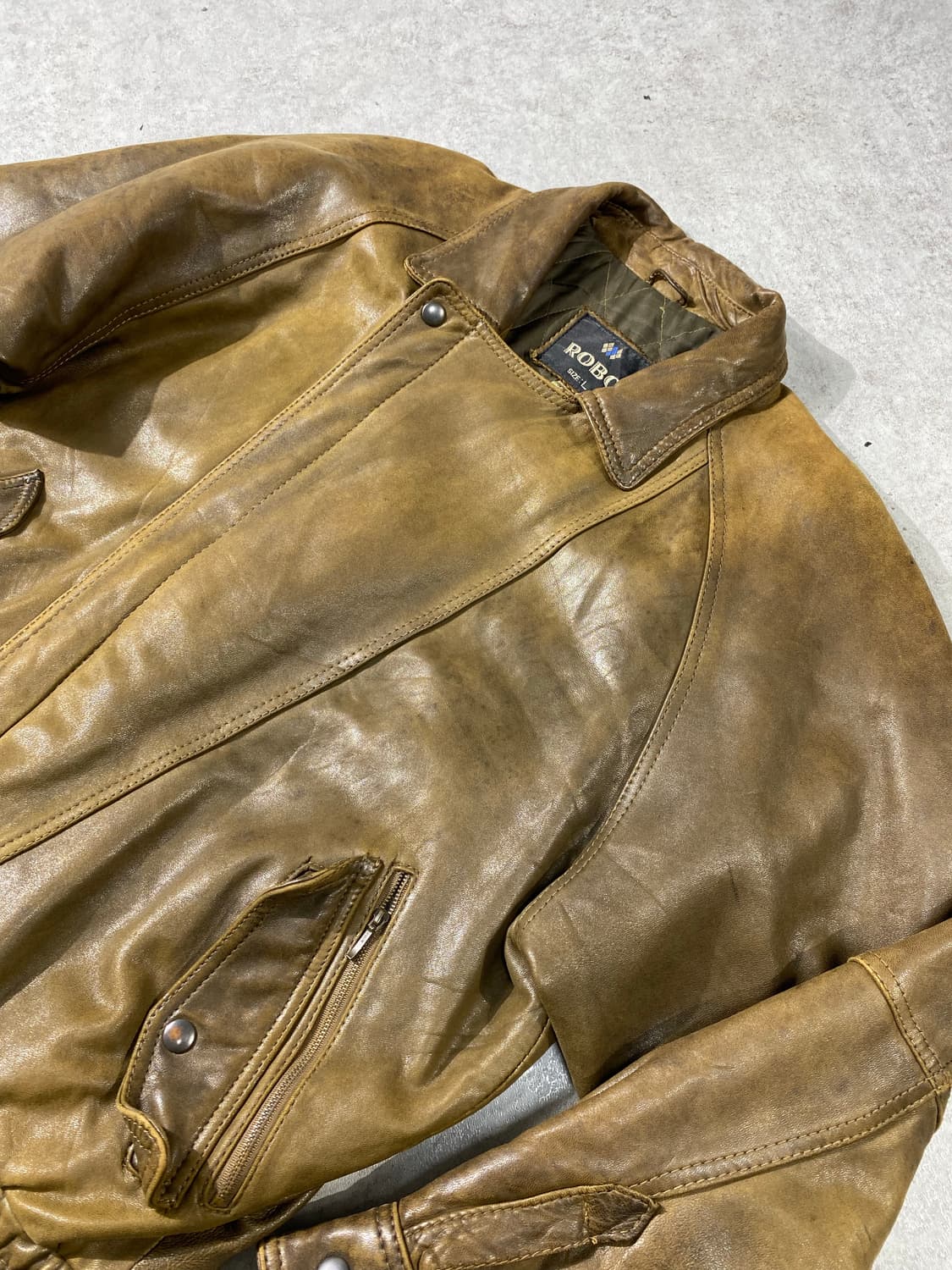 [L] 80s Vintage 브라운 양가죽 레더 봄바자켓 상품이미지3