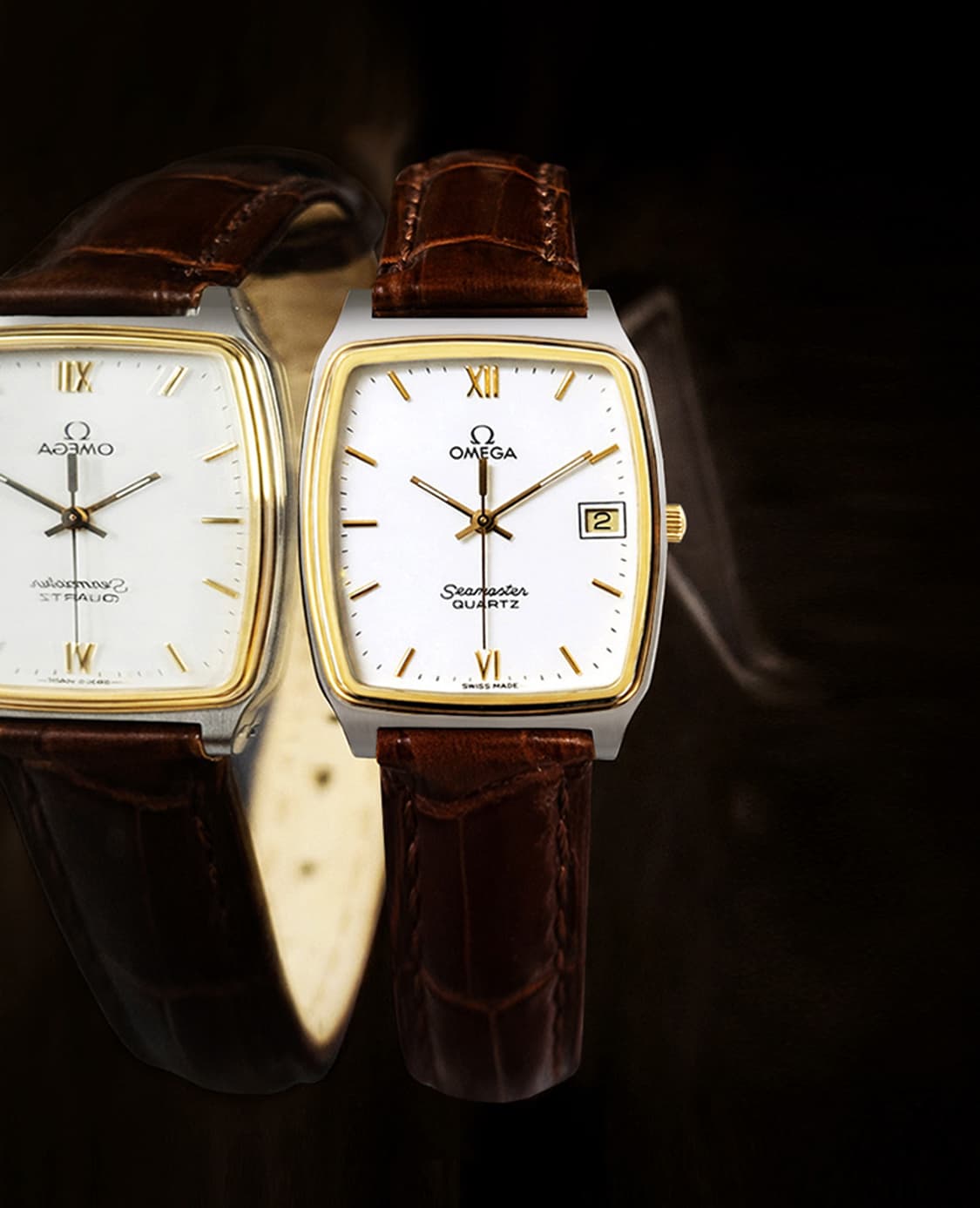 오메가 씨마스터 희귀 화이트 로만 다이얼 남녀공용 쿼츠 시계 상품이미지8