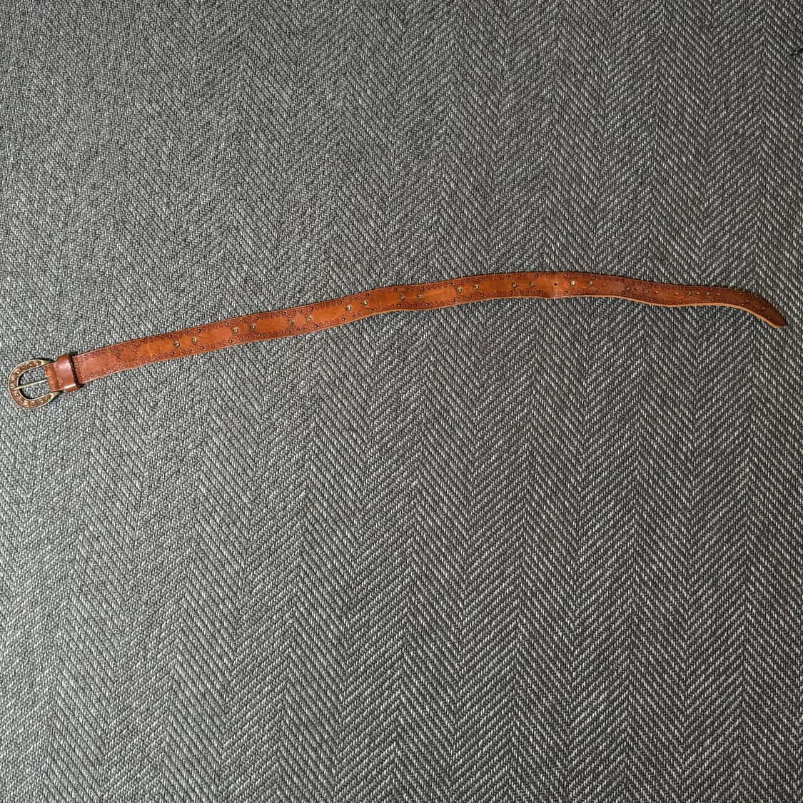 웨스턴 빈티지 브라운 가죽 벨트 상품이미지3