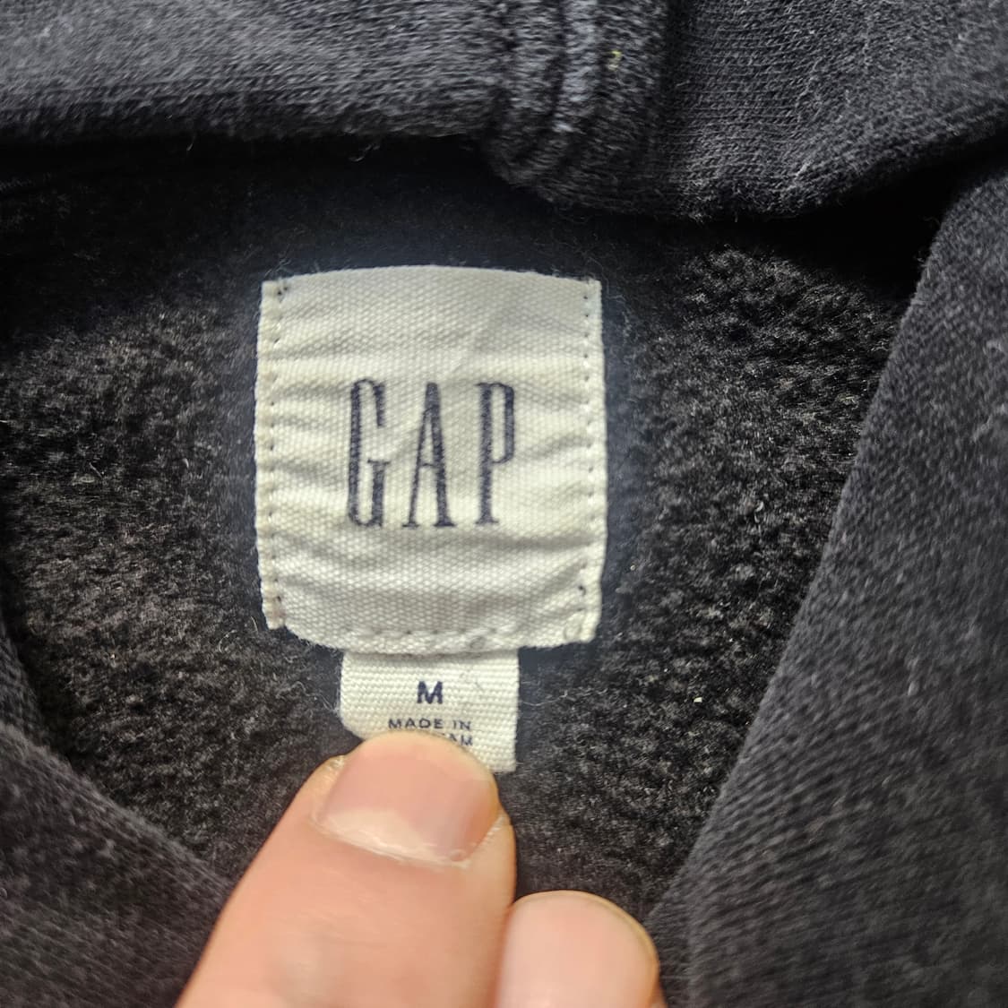 M 갭 블랙 기모 후드티 0325Y 상품이미지3