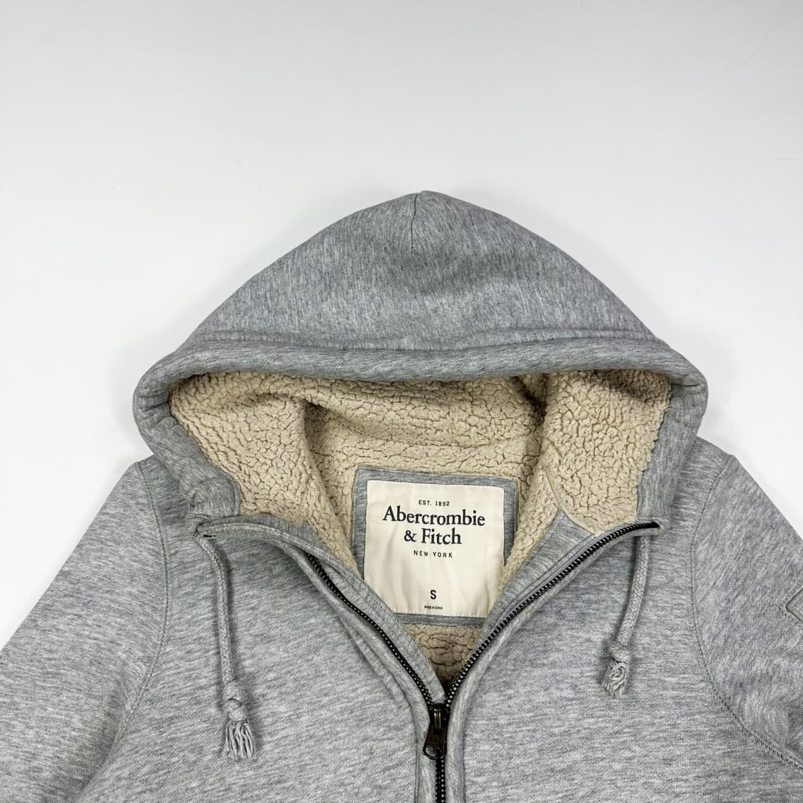 아베크롬비 뉴욕 피치 양털 그레이 후드집업 (S) 상품이미지1