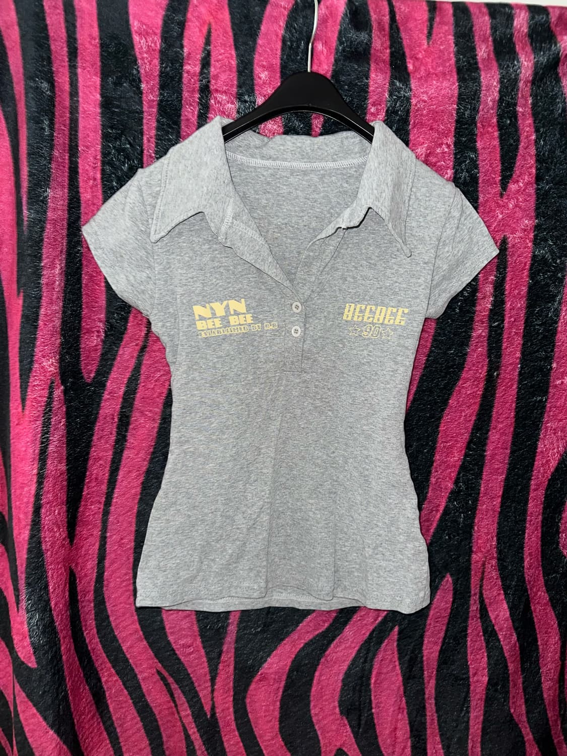Y2K 그레이 숏 반팔 카라 폴로티  상품이미지1