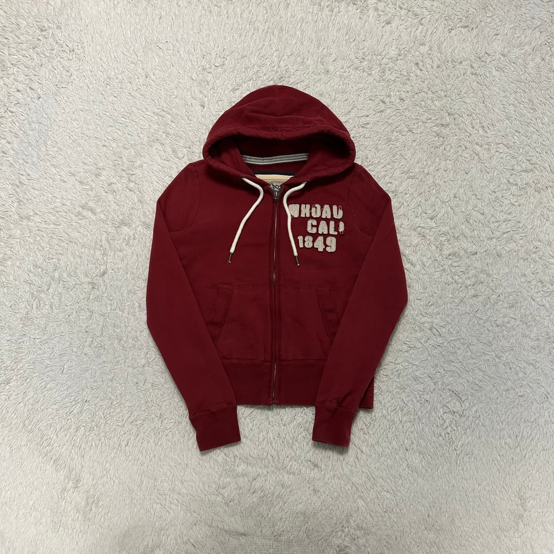 WHO A U Burgundy Zip-up Hoodie 상품이미지4