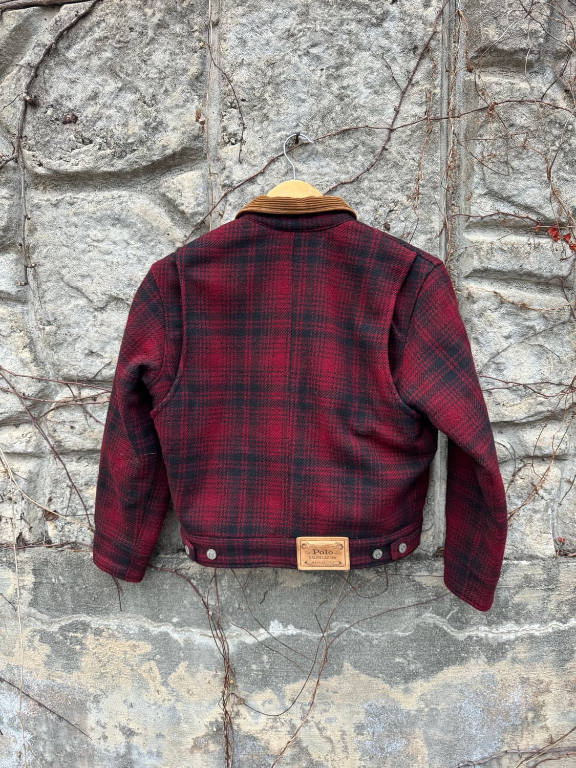 80s 폴로 랄프로렌 버팔로 체크 울 코듀로이 카라 덩가리 자켓 상품이미지2