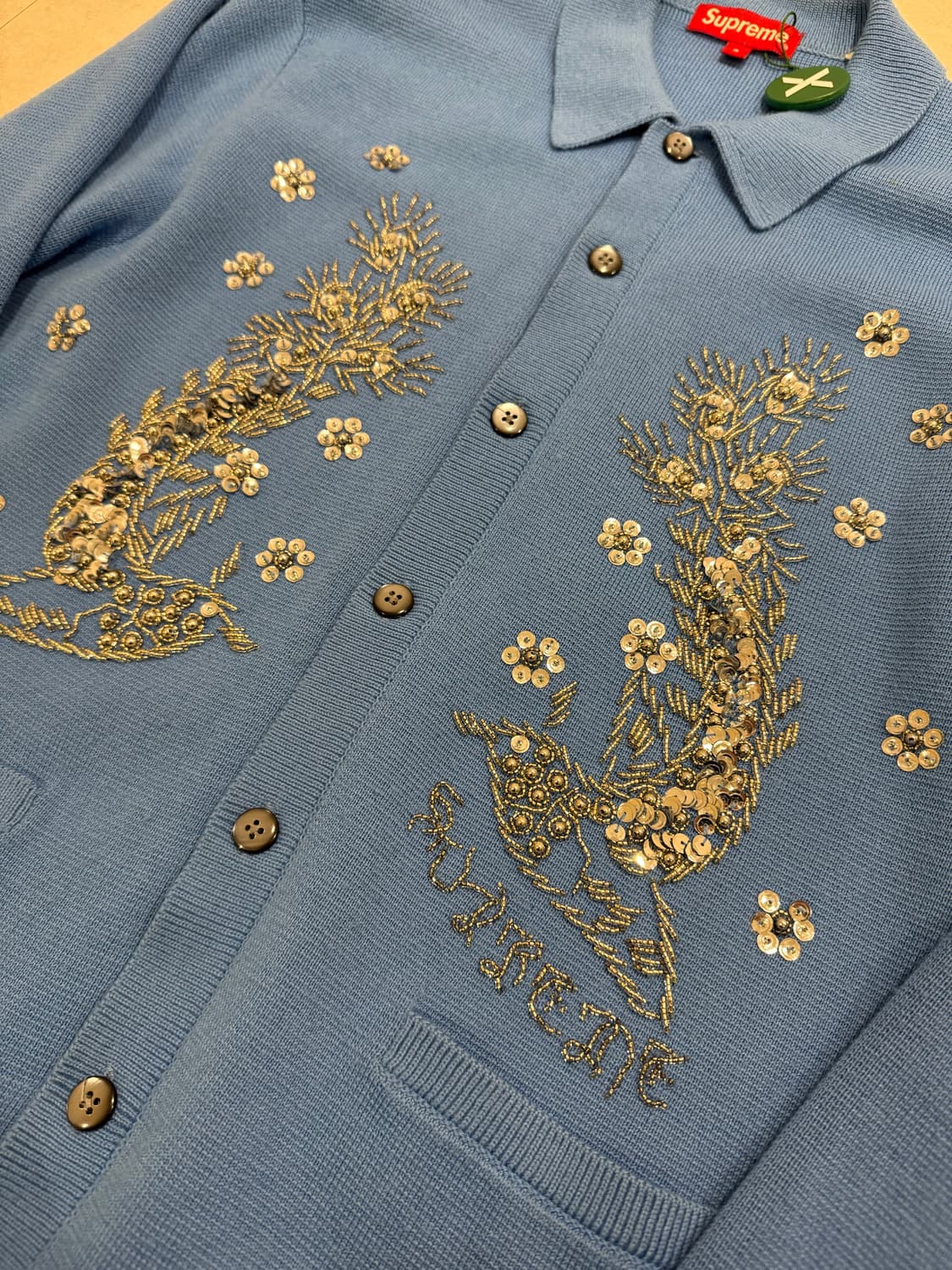 Supreme 슈프림 아플리케 비디드 가디건 블루 상품이미지3