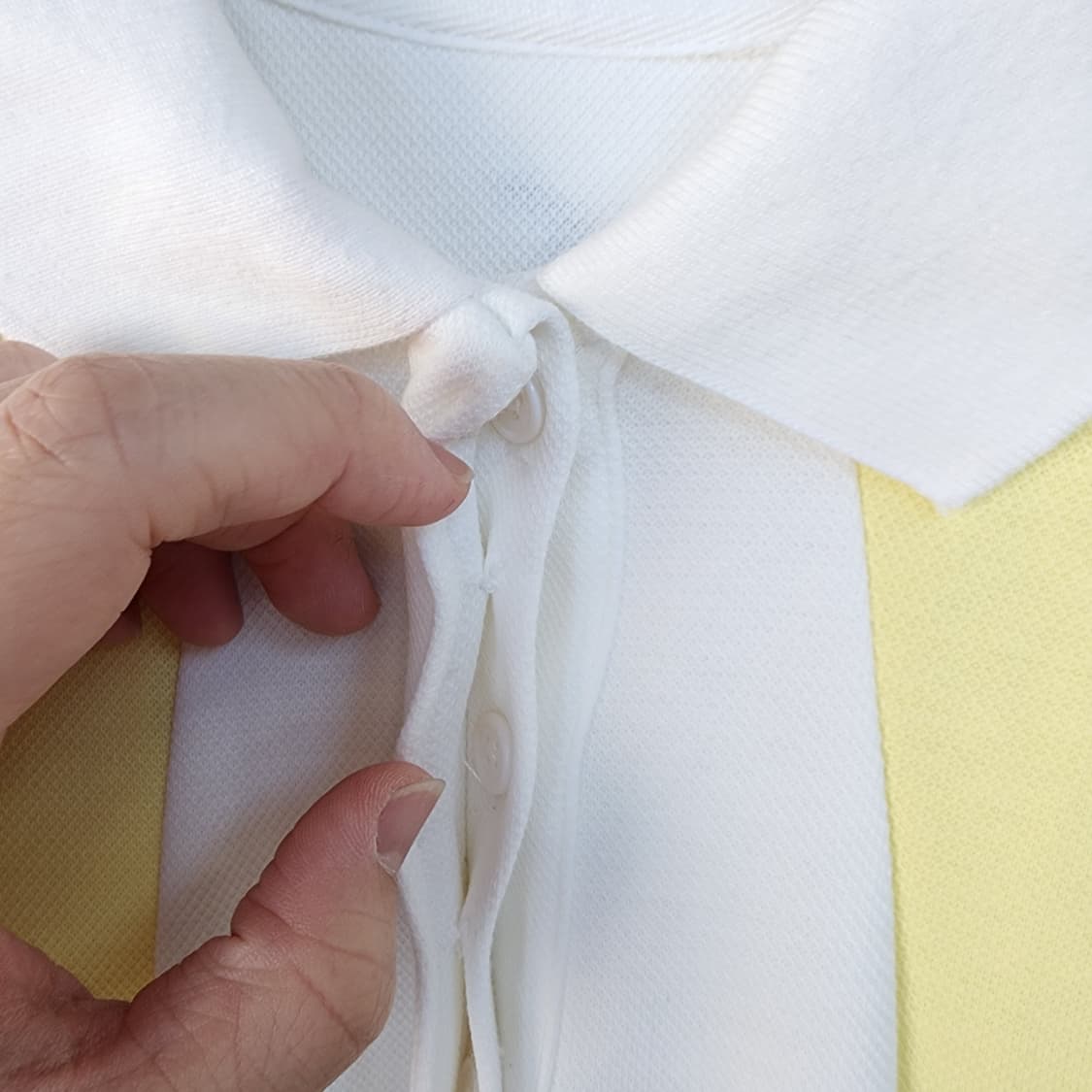 수입 명품 화이트 옐로우 배색 카라 롱 원피스 상품이미지4