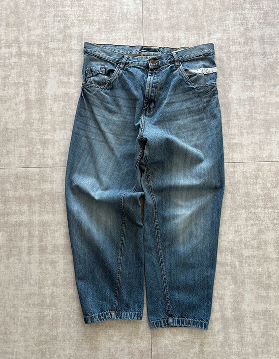 lace point baggy denim pants 상품이미지2