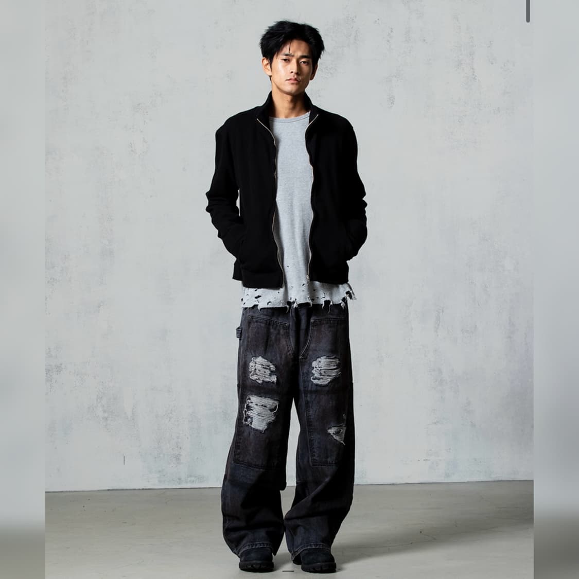 [택포](2size)아르반 리파인드 퍼커링 크롭 져지 자켓 블랙 상품이미지3