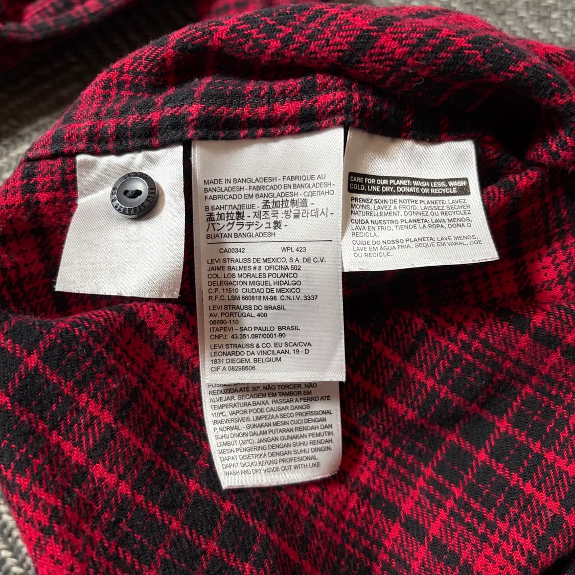 리바이스 체크 패턴 플란넬셔츠 레드(M) 상품이미지6