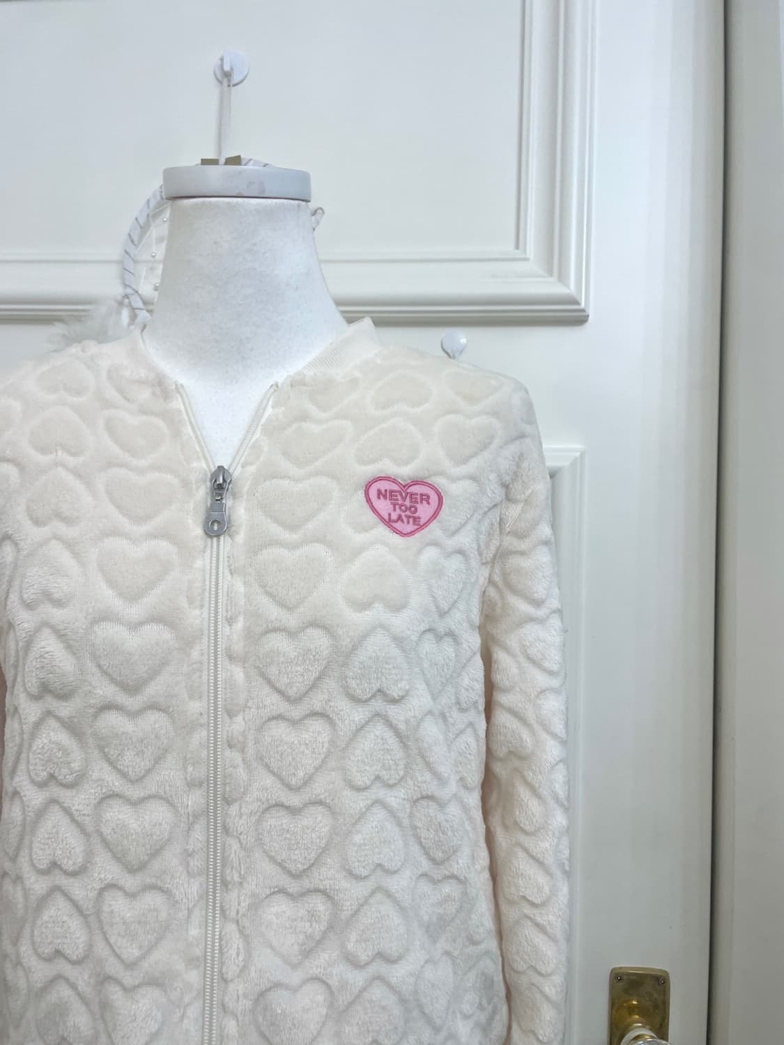 ivory heart pattern fur zip-up 상품이미지6