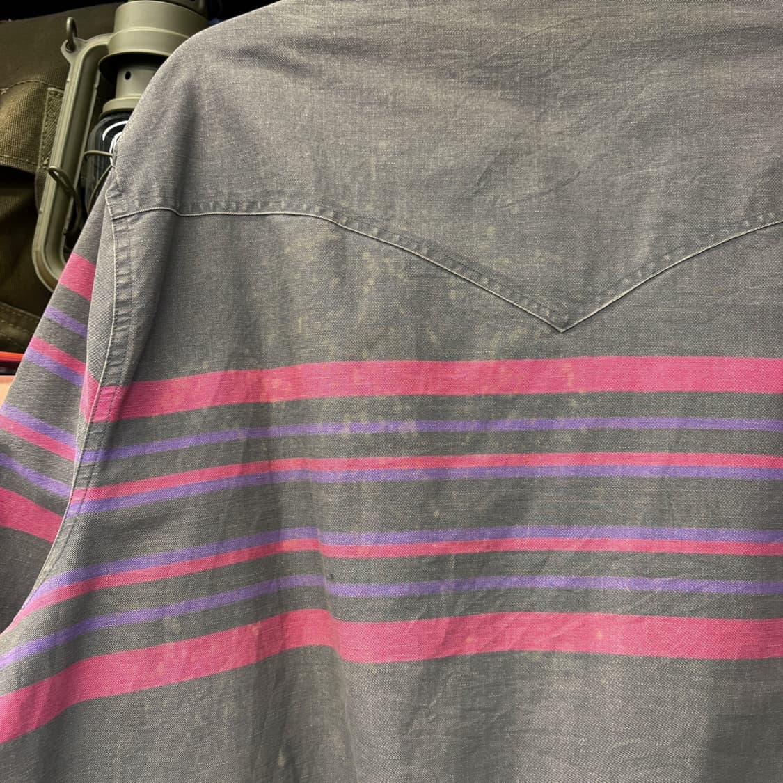 90s 랭글러 클래식 브러쉬팝퍼 네온핑크 스트라이프 블루종 자켓 N376 상품이미지8