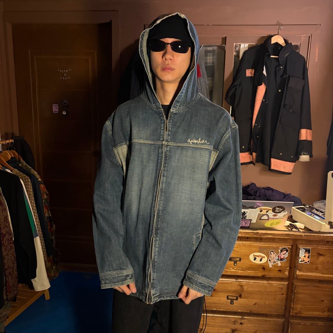 QUIKSILVER TWO TONE DENIM ZIPUP JACKET 상품이미지1
