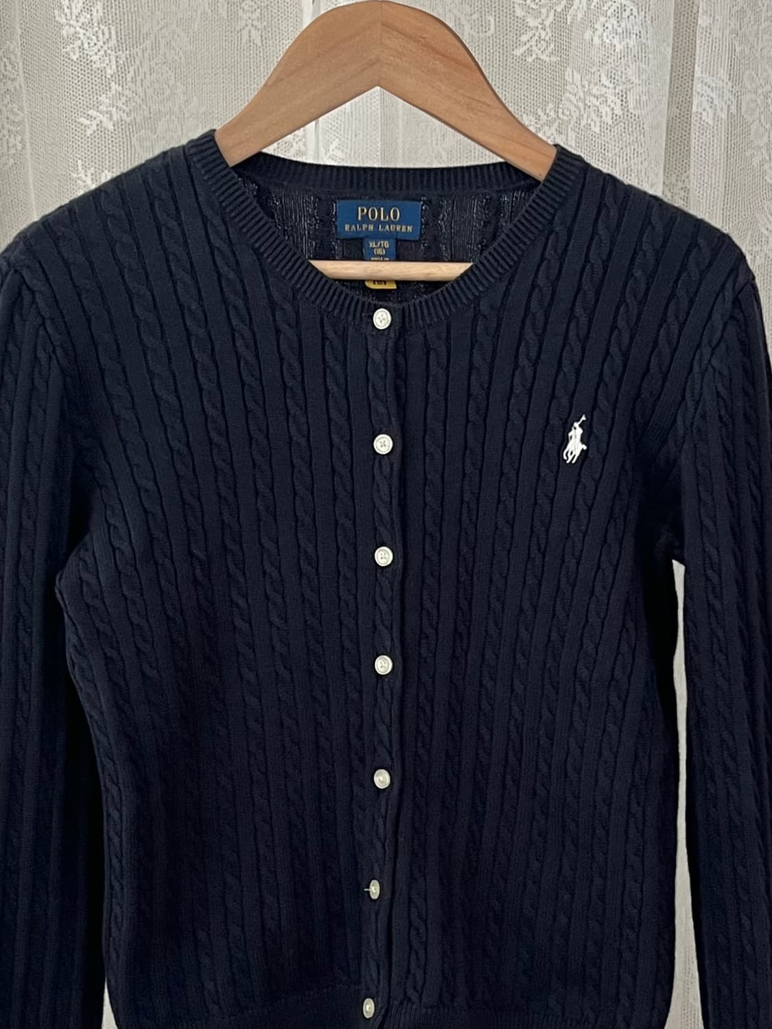 XL) 신형 폴로 랄프로렌 걸즈 꽈배기 가디건 네이비 상품이미지3
