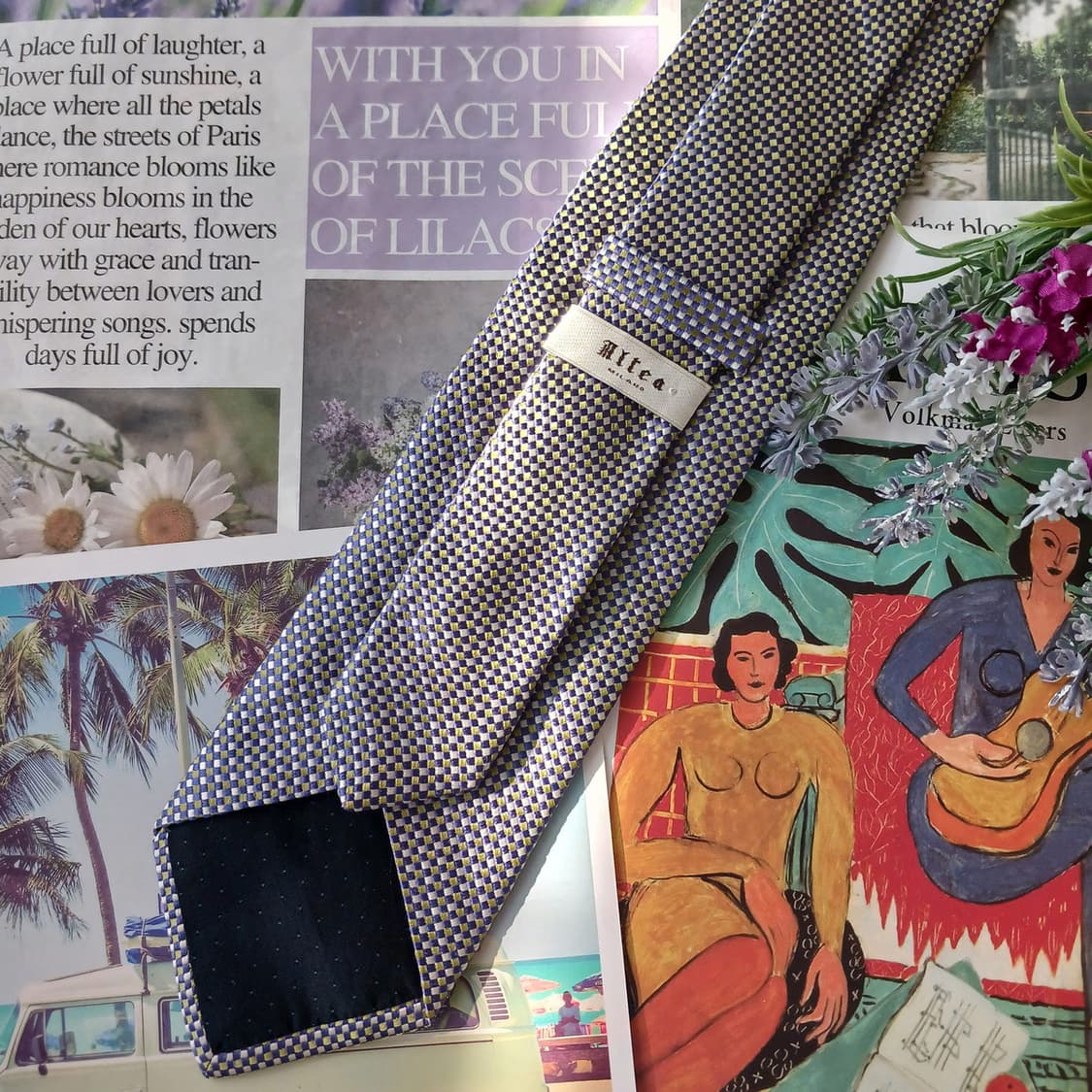 알테아 실크 블루&골드 체크 넥타이 9.1cm A등급 A18876
 상품이미지4