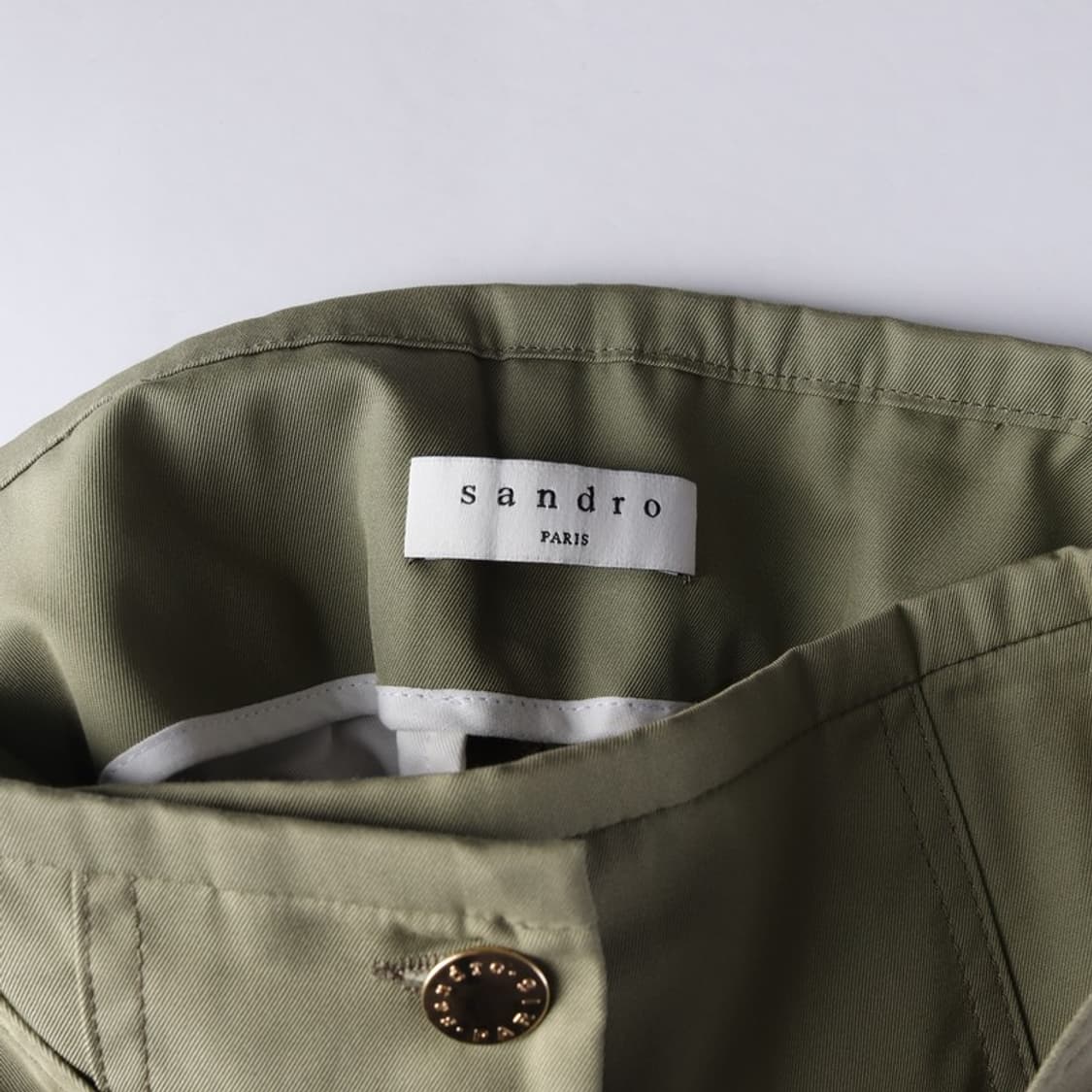 산드로 벨티드 핀턱 코튼 팬츠 카키 34 상품이미지6