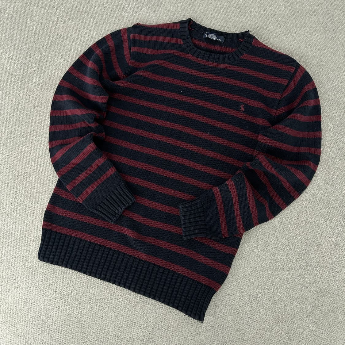 폴로 랄프로렌 스트라이프 니트 블랙/레드 XL 상품이미지1