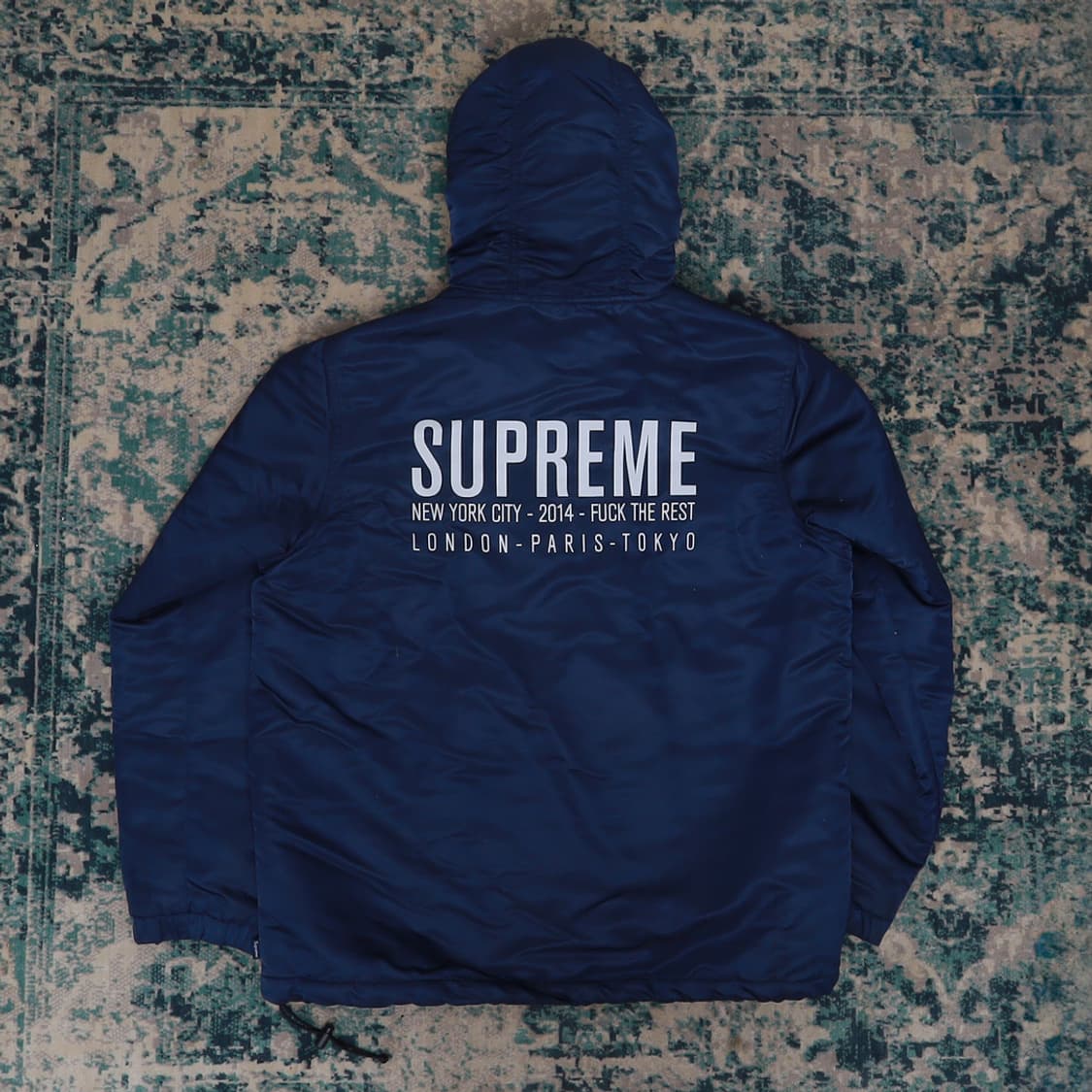 Supreme 슈프림 14Fw 풀오버 트윌 사틴 아노락 네이비 상품이미지2