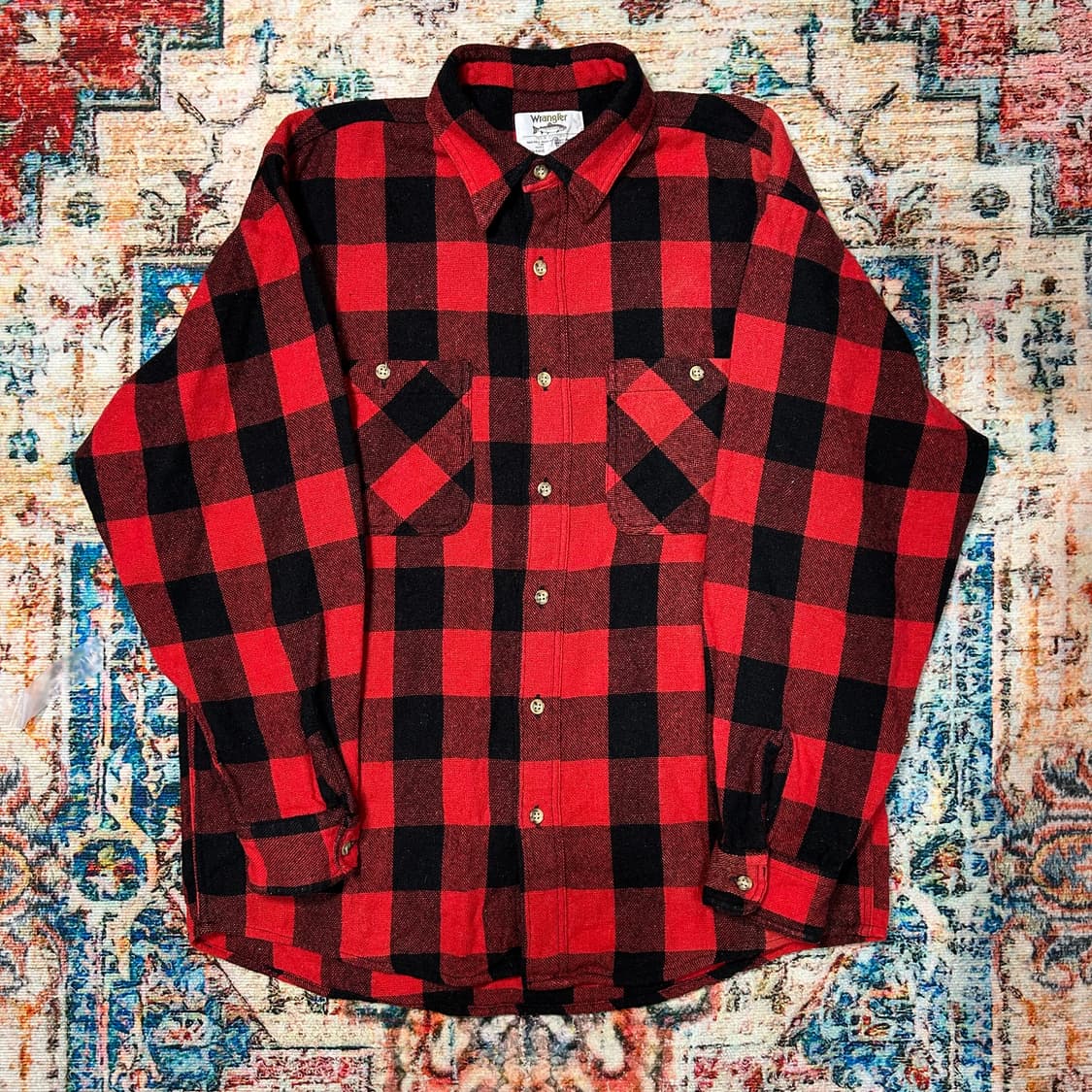 [L] 90s 랭글러 피쉬택 재팬 레드 체크 셔츠 상품이미지1