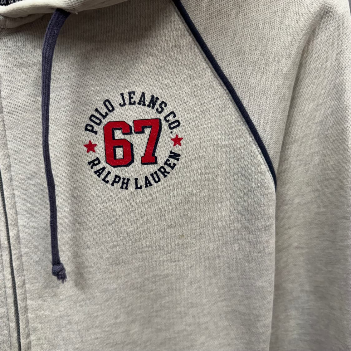 90s 폴로 랄프로렌 진스 후드 집업 전면 67로고 포인트 그레이 상품이미지5