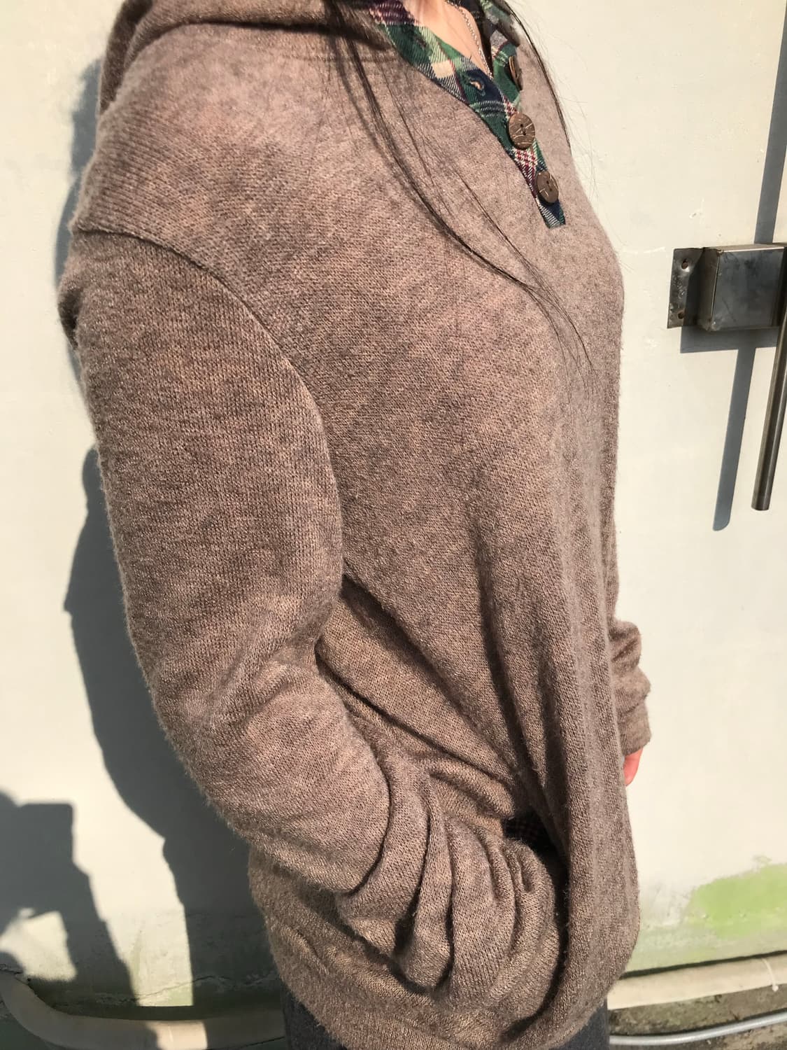 그린 체크 니트 후드 상품이미지8