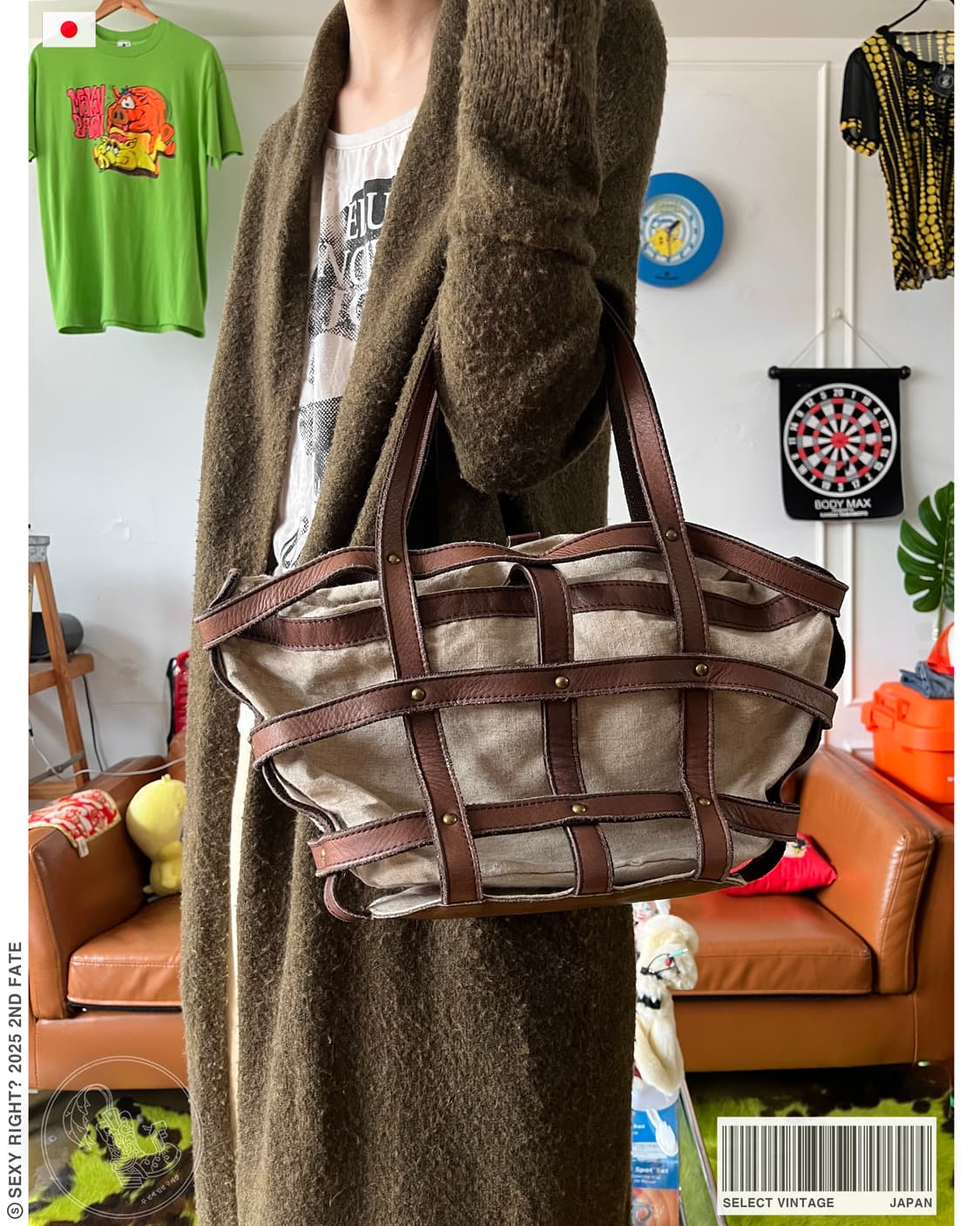 Vintage Leather Harness Stud Tote Bag 상품이미지1