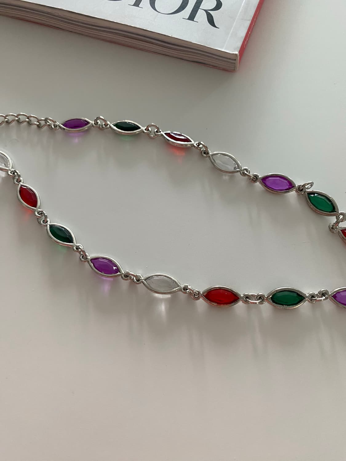 빈티지 컬러 무지개 은장 체인 목걸이 겸 벨트 상품이미지3