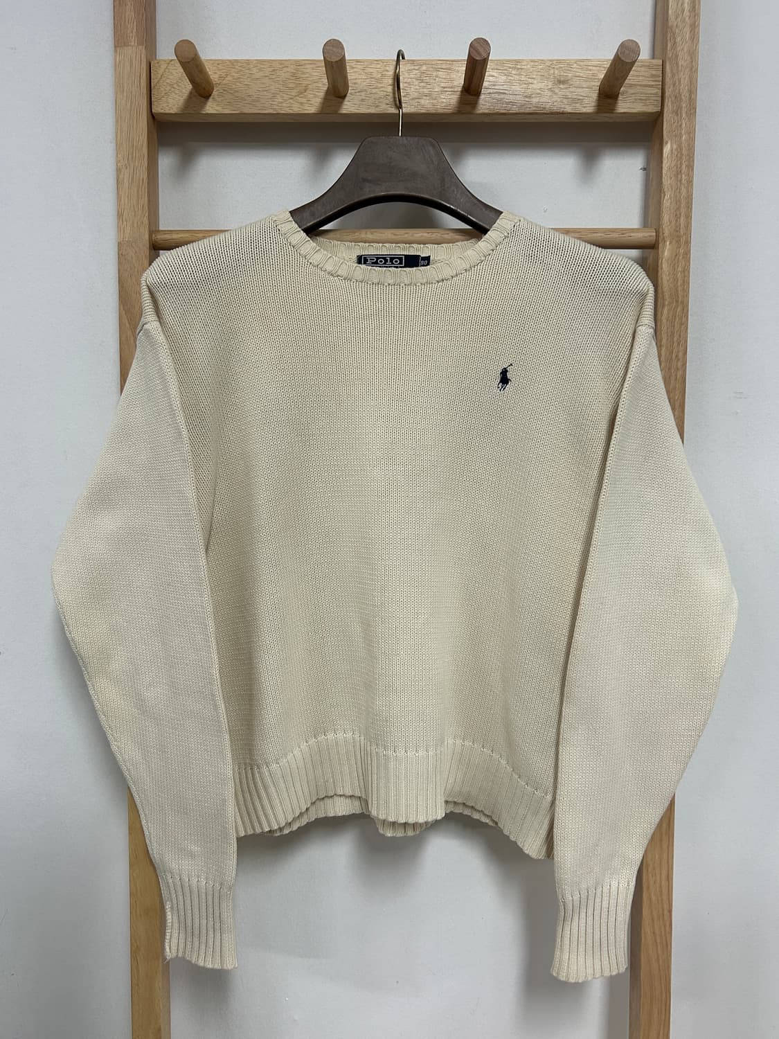 90s 폴로 랄프로렌 포니로고 아이보리 코튼 니트 상품이미지2
