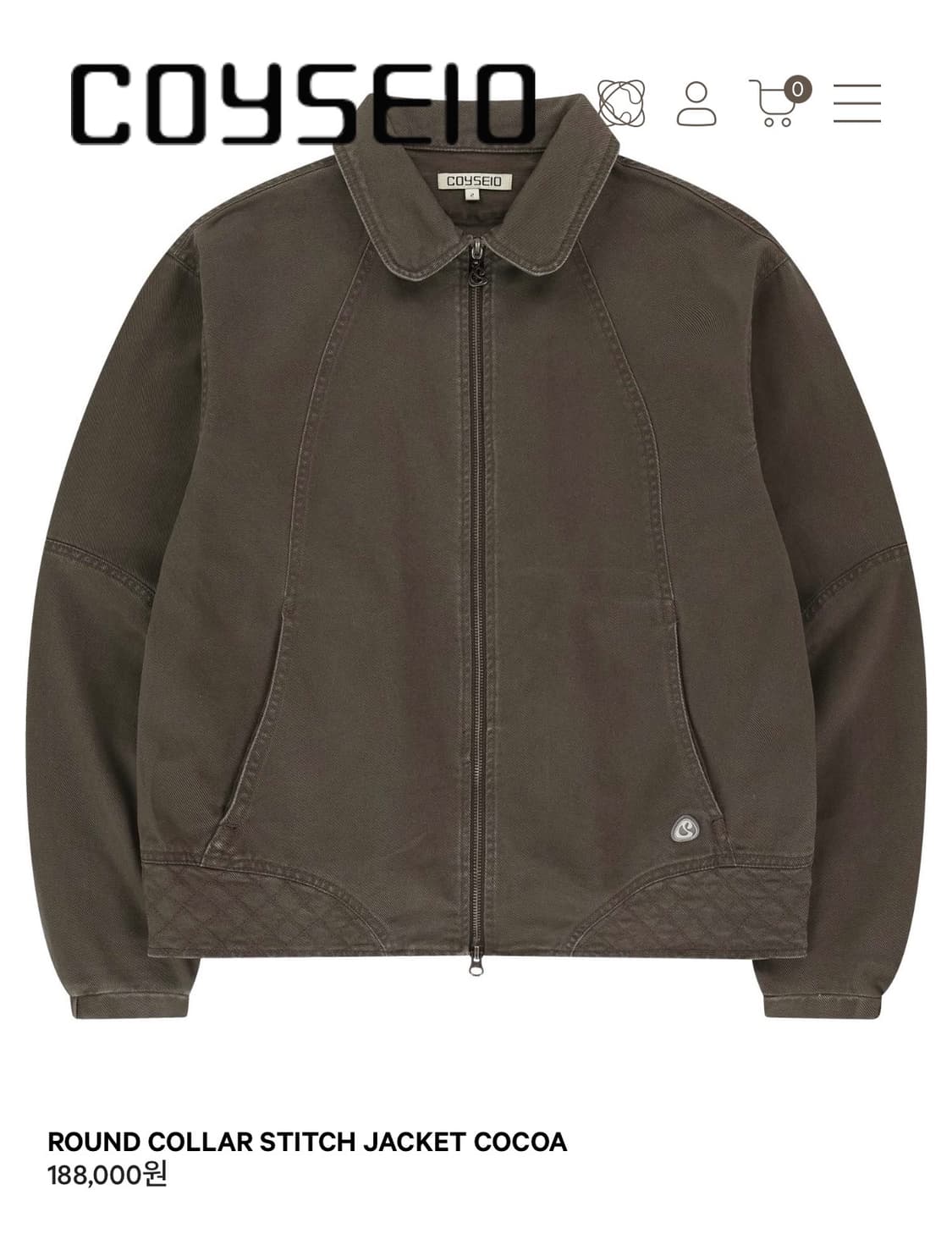 코이세이오 라운드카라 스티치 자켓 코코아 상품이미지1