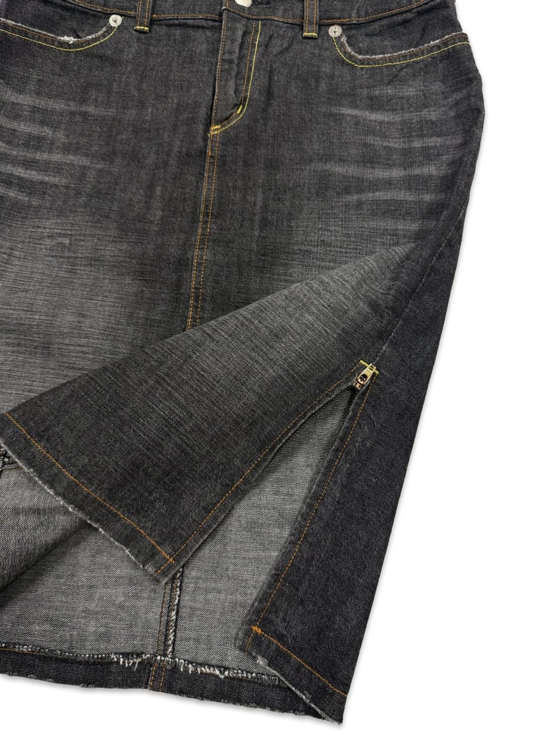 빈티지 블랙 데님 사이드 지퍼 미디 스커트 상품이미지3