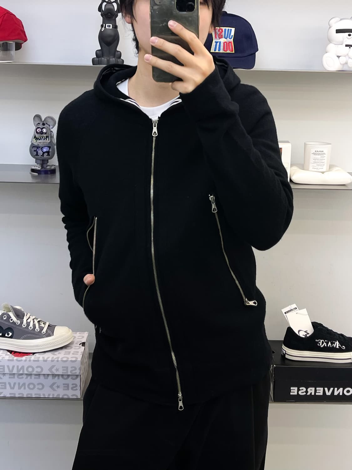 씨피 컴퍼니 90s 더블 다이애그널 집 울 니트 상품이미지1