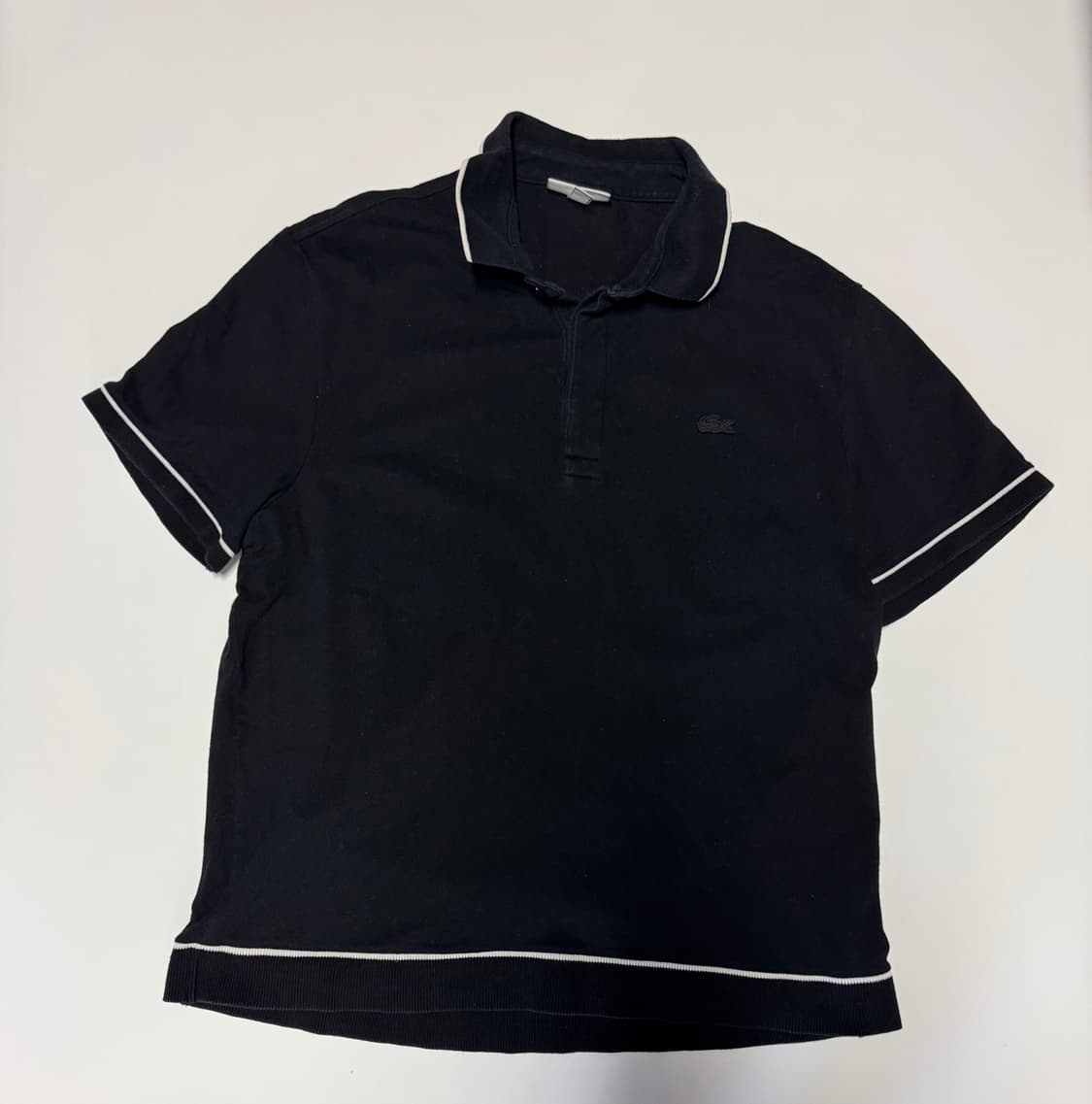 라코스테 레귤러핏 라인 배색 반팔 카라 티셔츠 블랙 L ~ XL 상품이미지1
