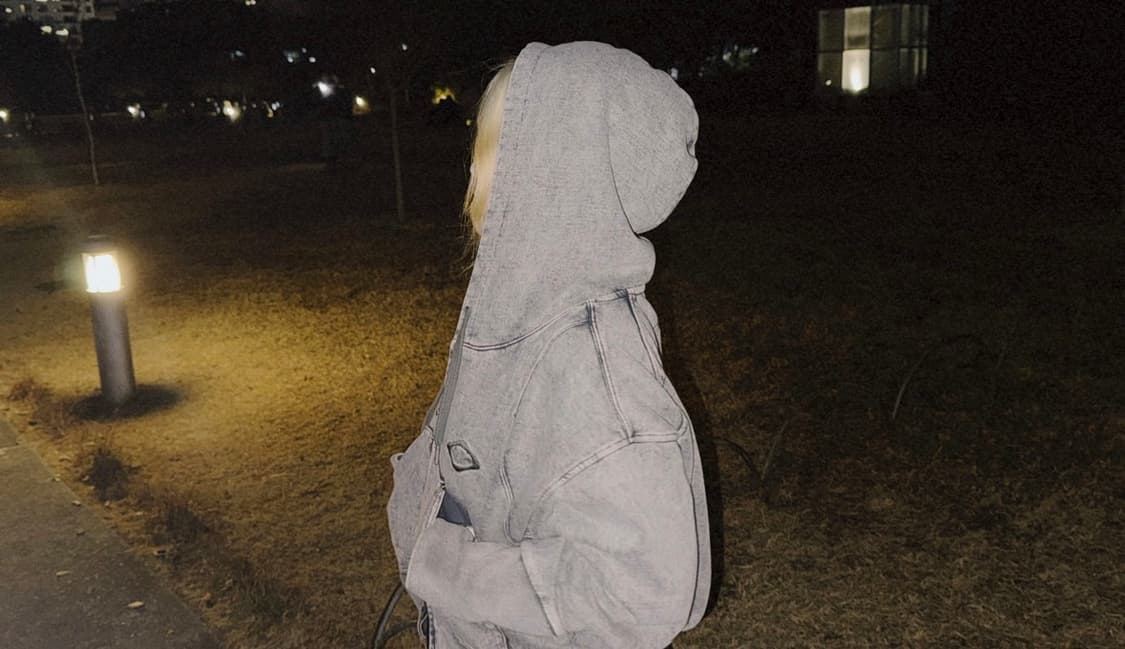 미스치프 벌룬 후드 워시드 차콜 판매합니당 상품이미지2