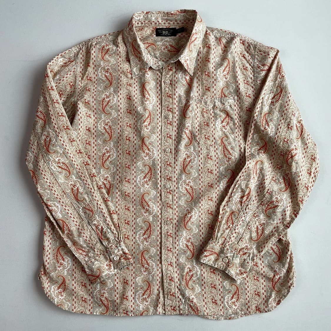 RRL 더블알엘 페이즐리 프린트 워크셔츠 베이지 멀티 상품이미지1