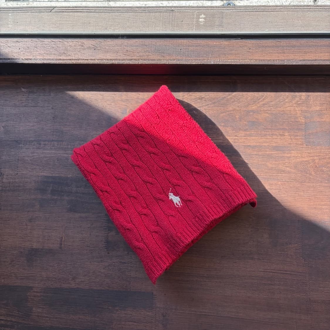 15802 - 폴로 랄프로렌 레드 케이블 머플러 (울 20%) 상품이미지1