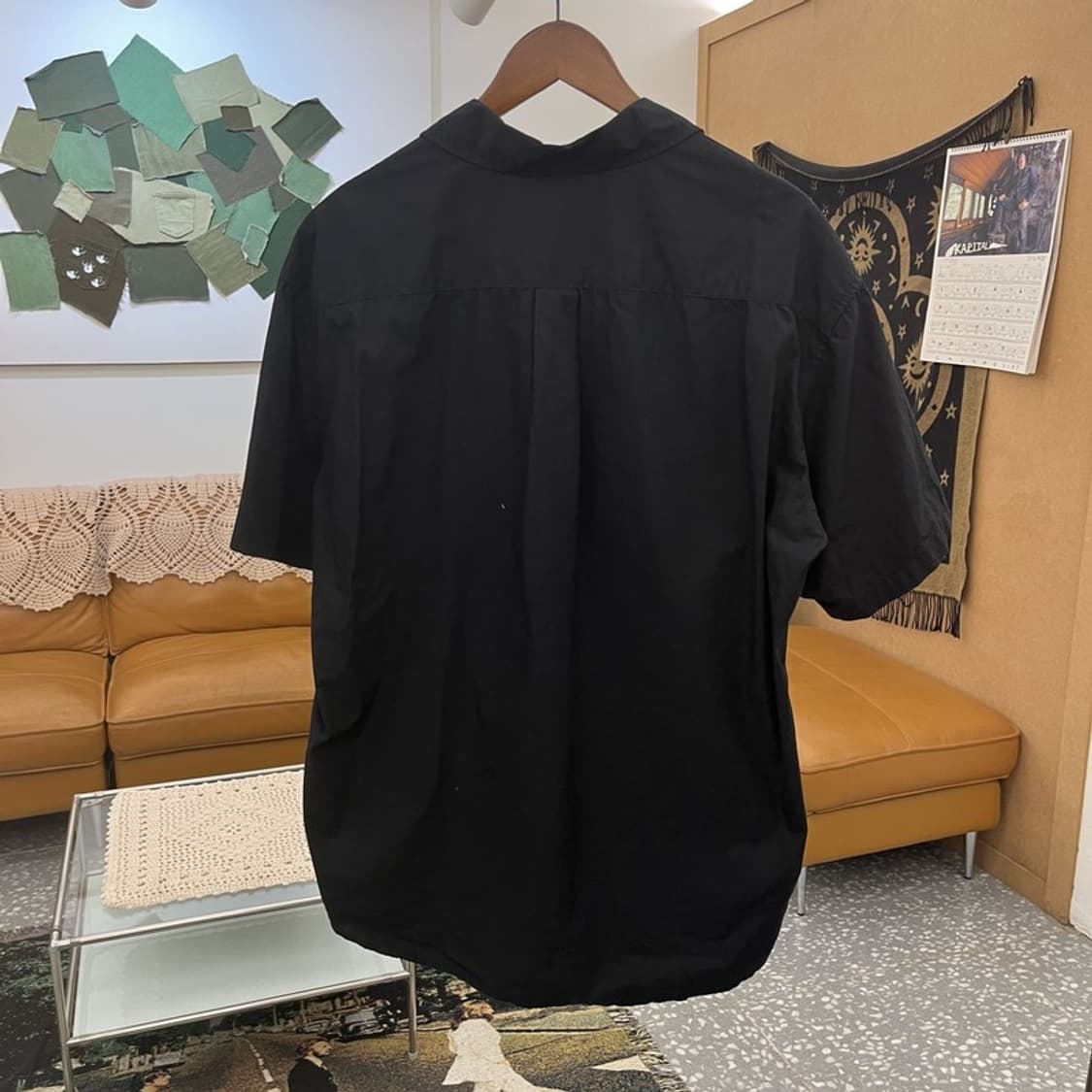 메르고 빈티지 캐주얼 모던시크 올블랙 반팔 셔츠 L C11841 상품이미지4