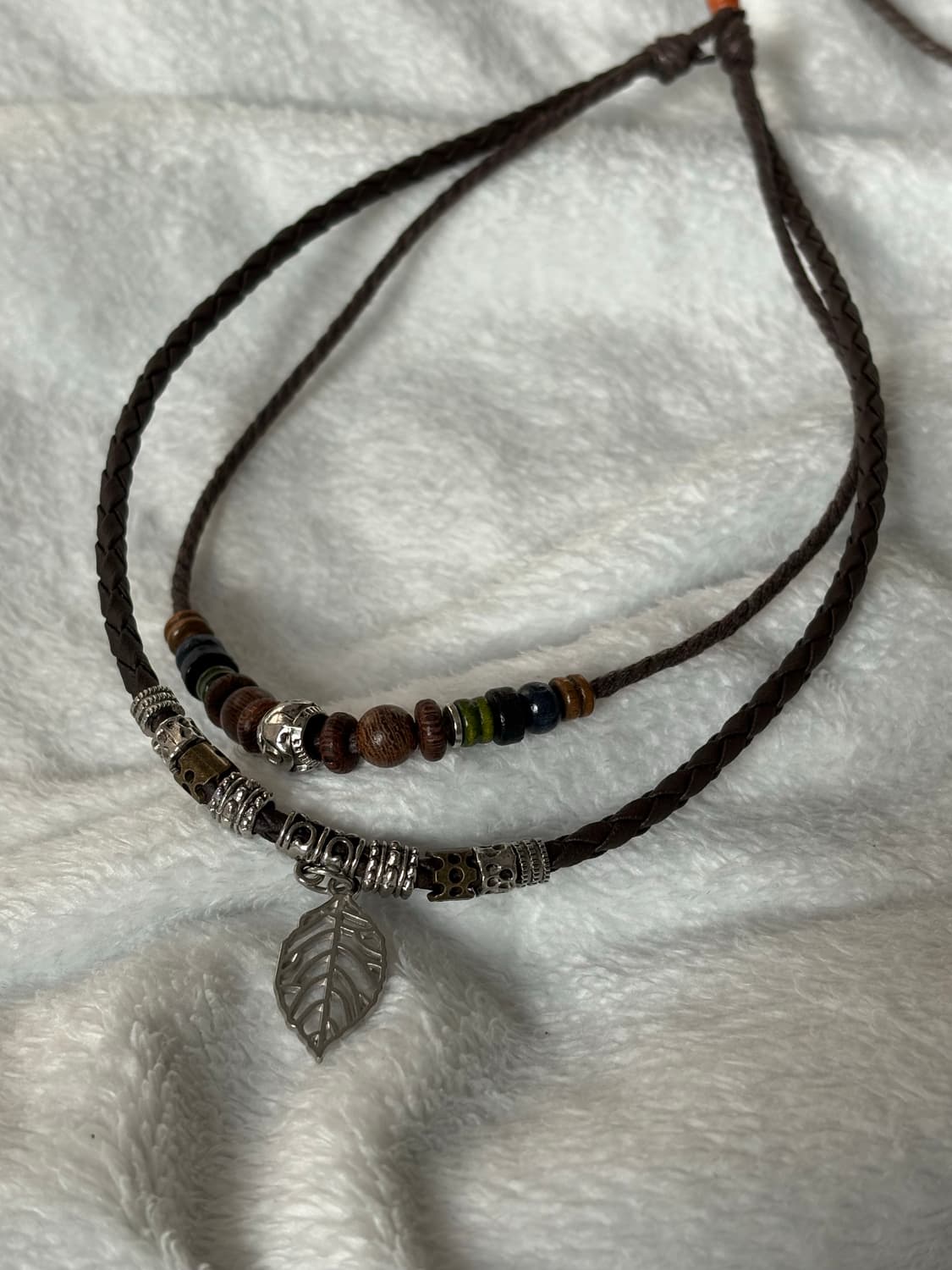 보헤미안 히피 나뭇잎 가죽 목걸이 상품이미지1