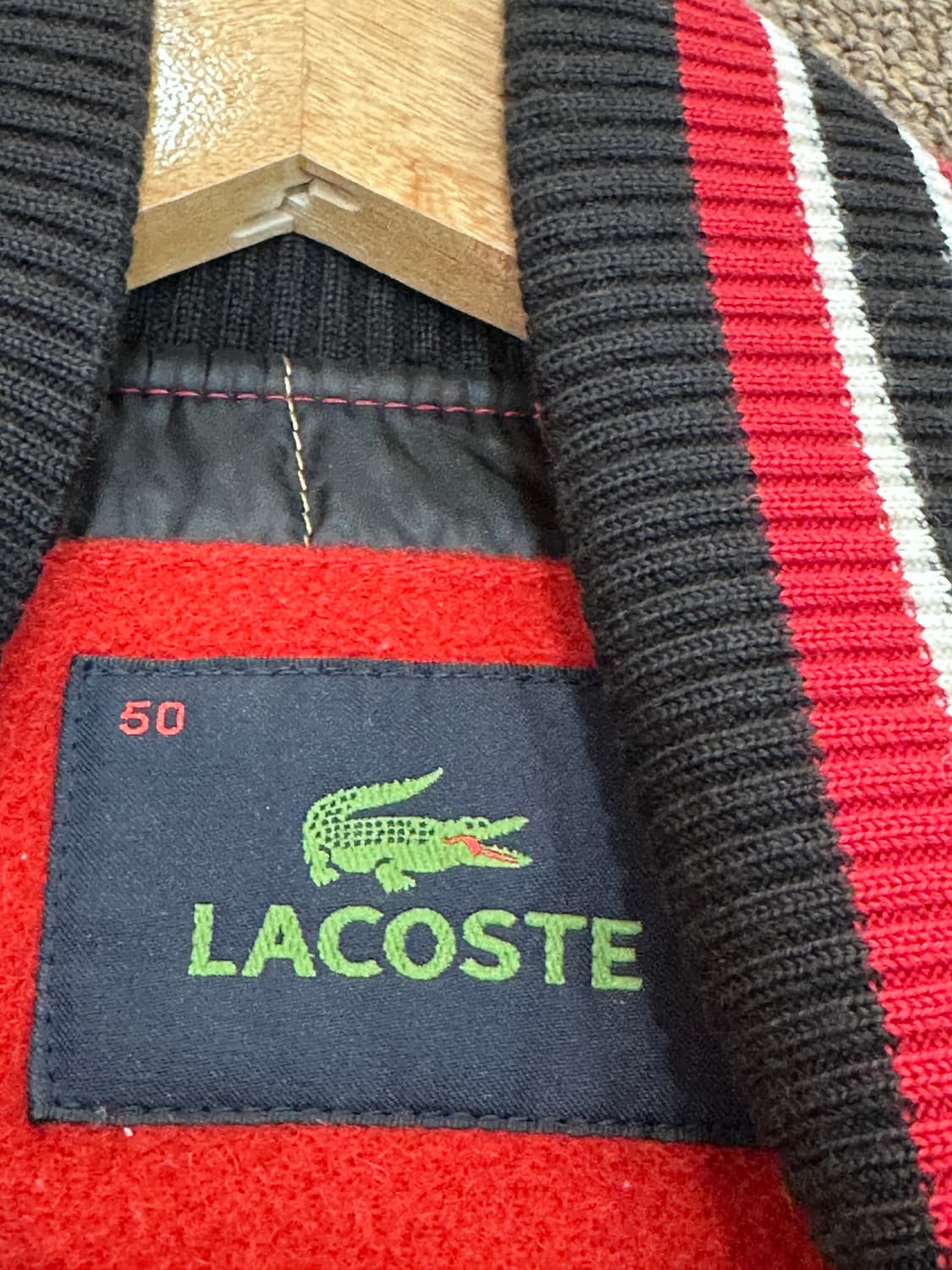 라코스테 레드 배색 양가죽 스타디움 자켓 상품이미지6