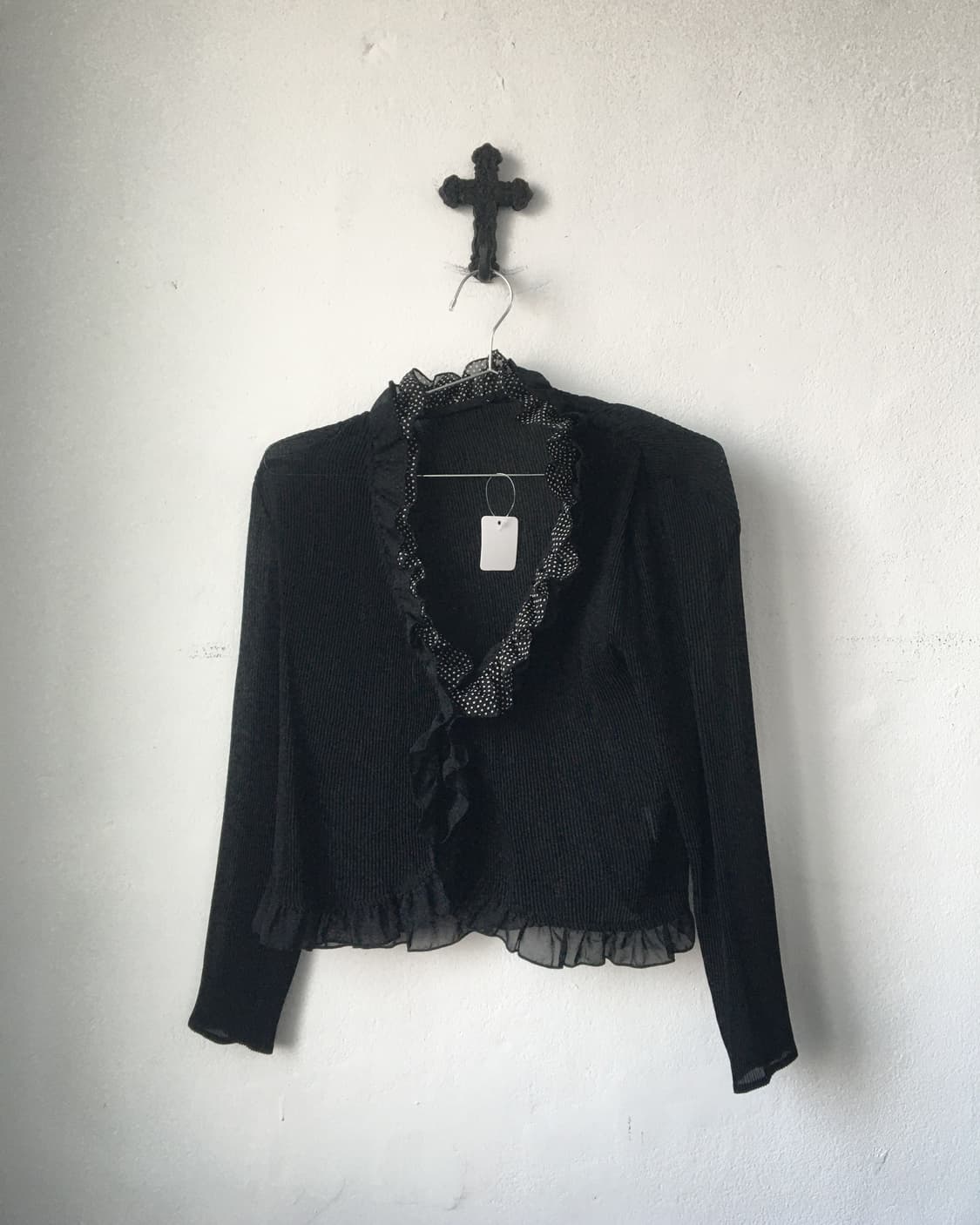 Dot pattern layered pleats cardigan 상품이미지1