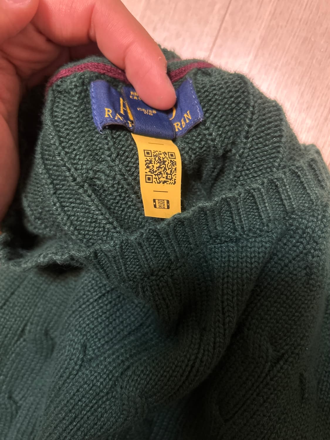 (희귀 컬러)폴로 랄프로렌 QR코튼 그린 케이블 니트 스웨터 상품이미지4