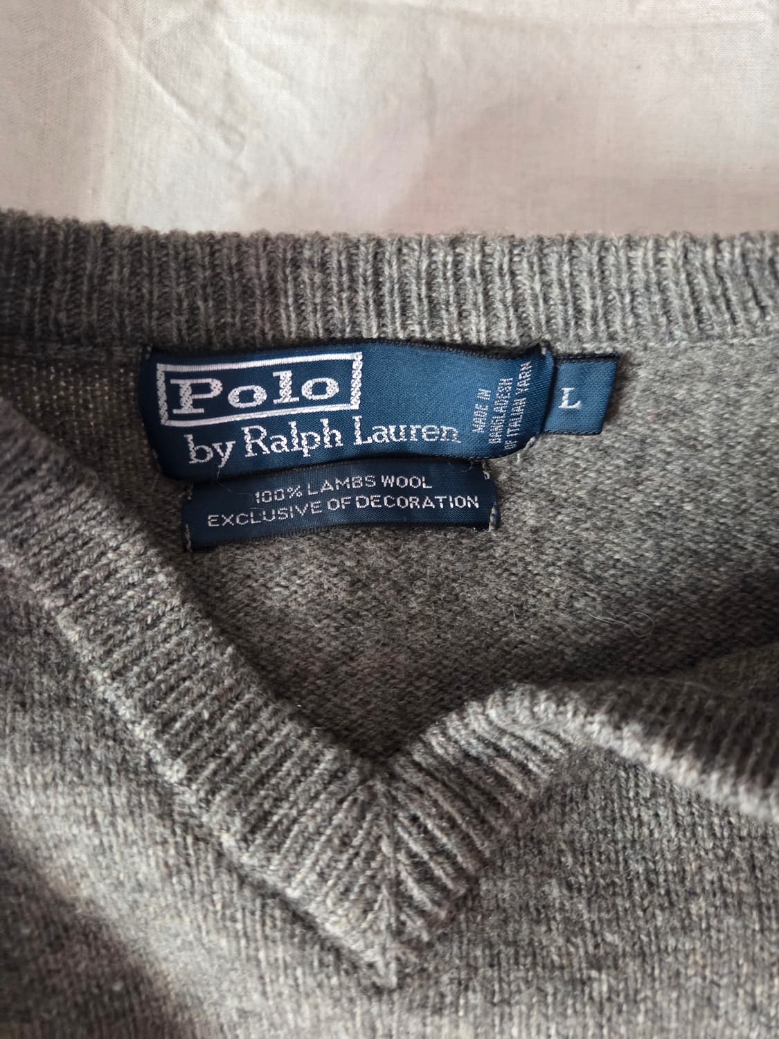 폴로랄프로렌 브이넥 니트 그레이 L 상품이미지3