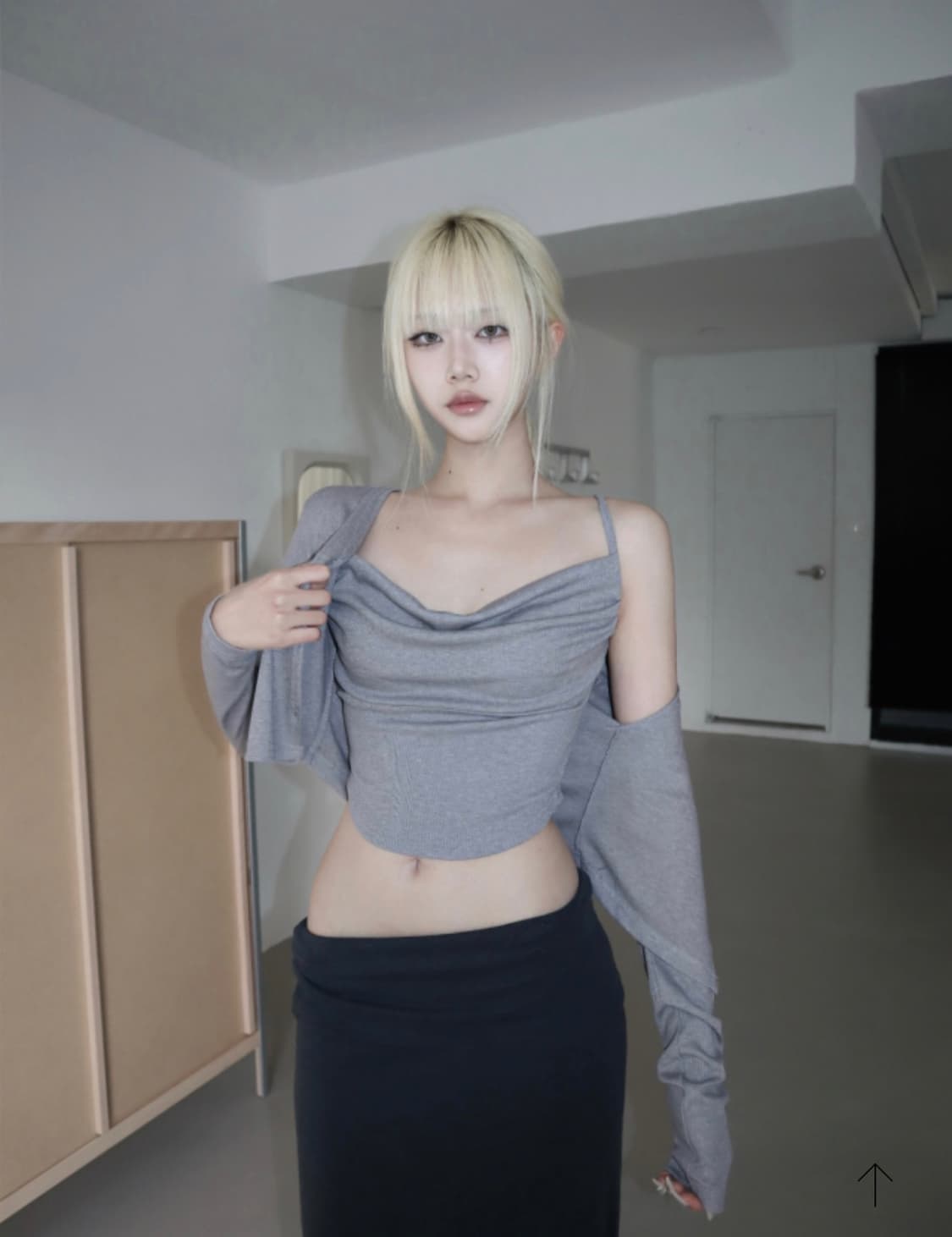 클라따 드레이프 가디건 나시, 벨리 스커트 세트 상품이미지3