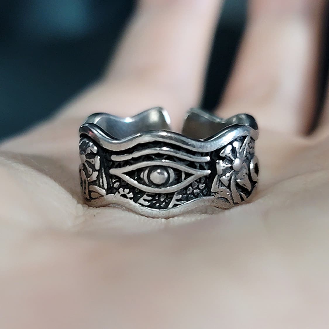 Apert 실버 남자 엔틱 빈티지 명품 일루미나티 호루스의눈 반지 상품이미지5